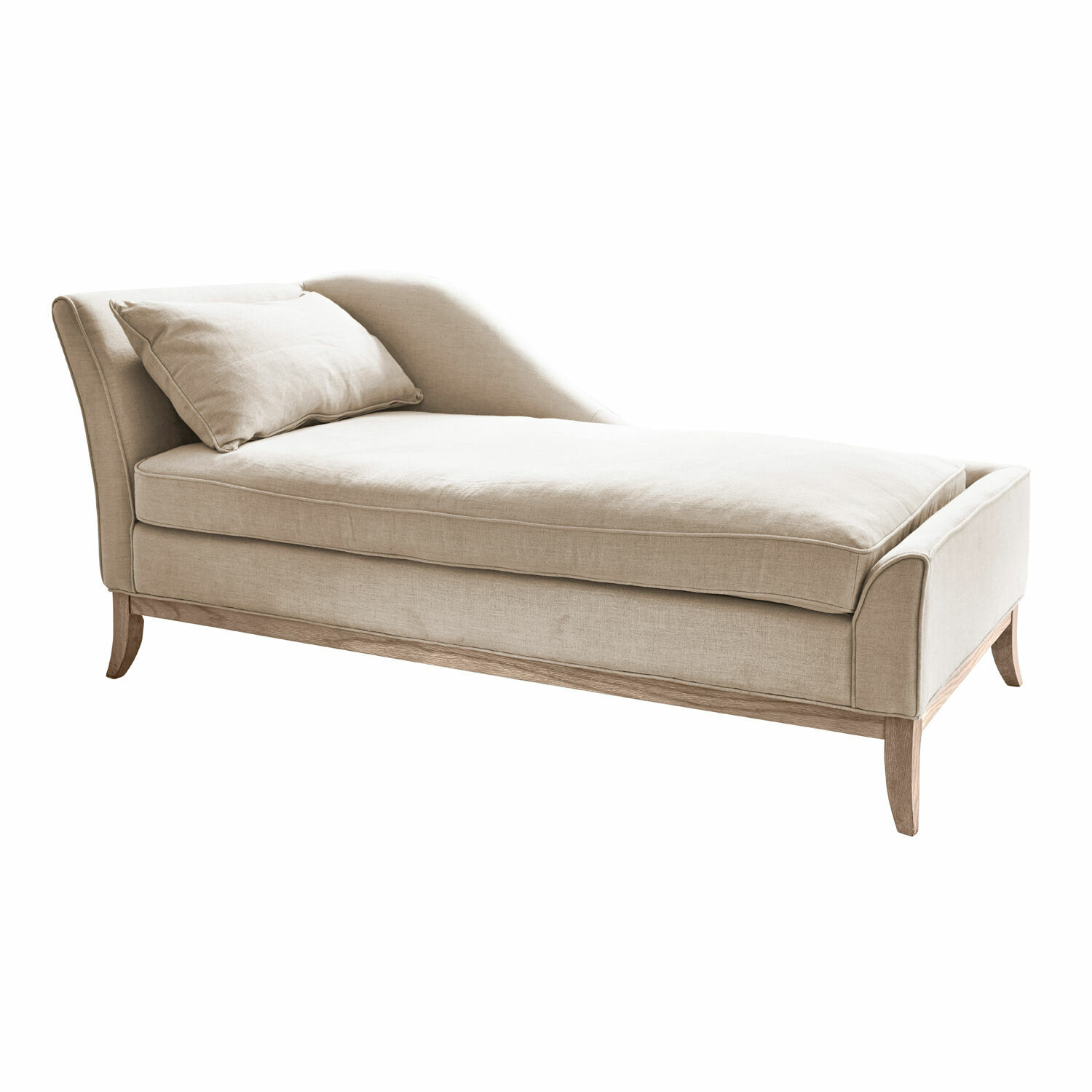 beige Chaiselongue beige Alphonse in tessuto e legno, elegante mobile da soggiorno per relax