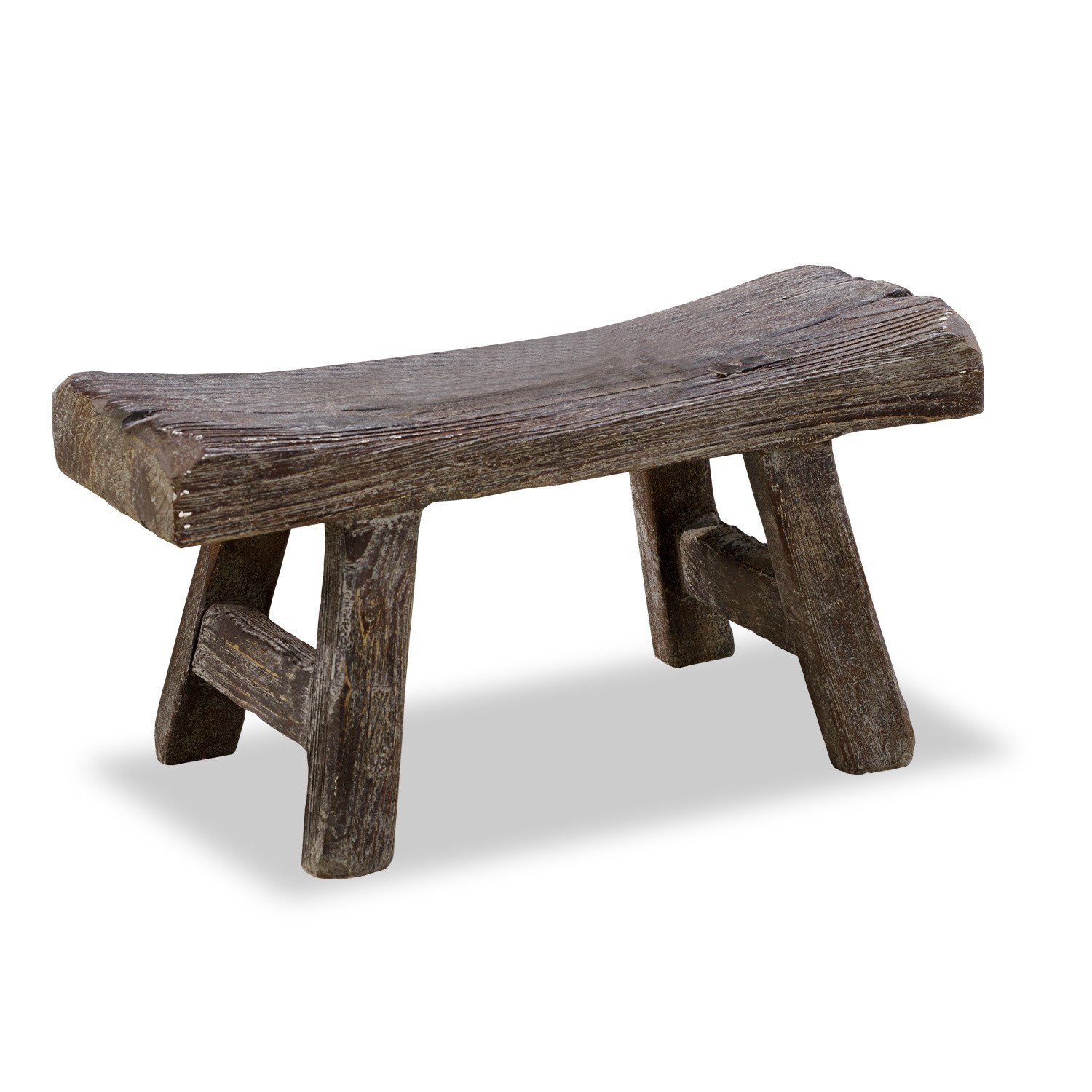 Sgabello Cadoc Panca rustica in legno marrone scuro per interni e giardini in stile naturale