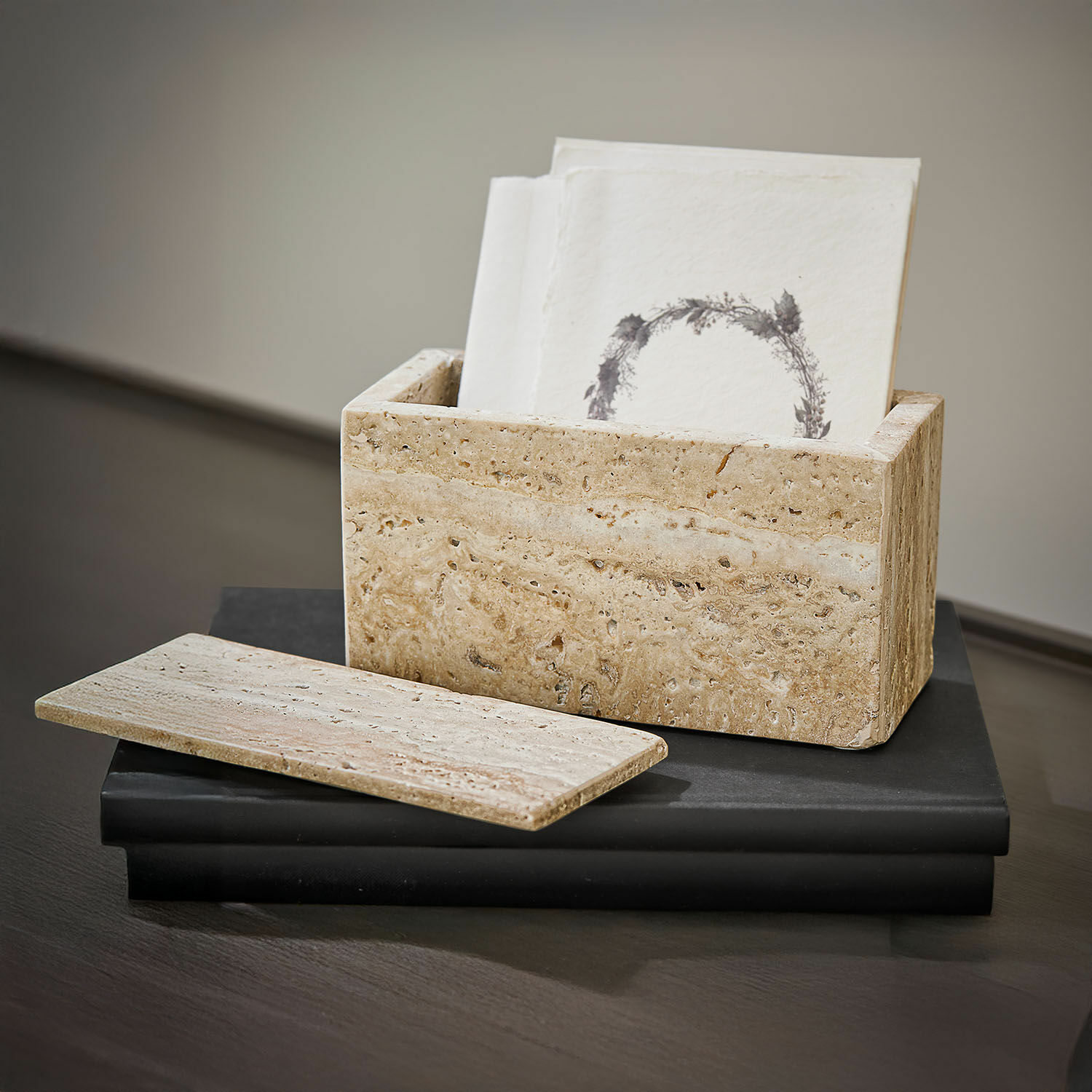 Scatola Tavone Contenitore in travertino beige per tovaglioli, accessorio elegante per decorazione tavola