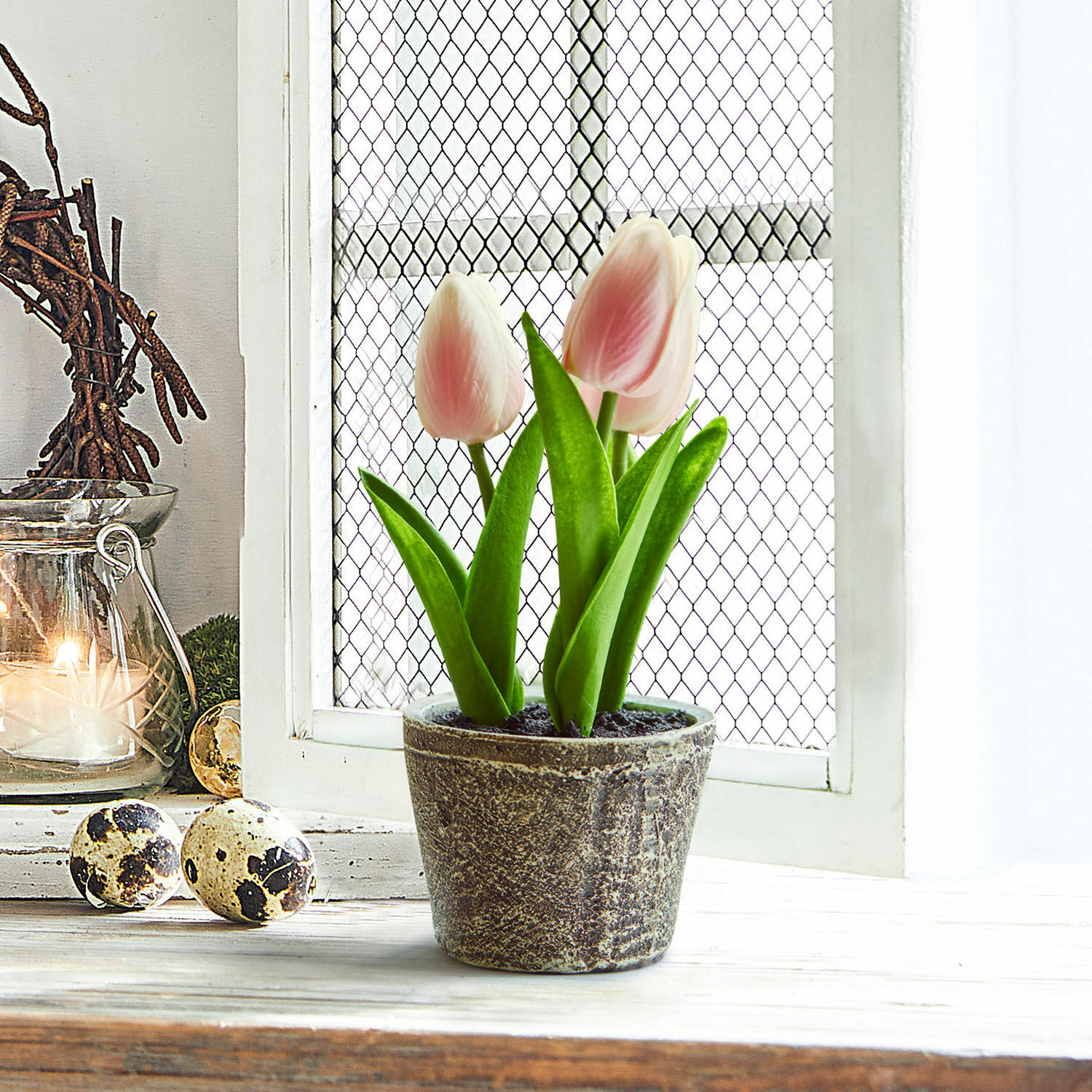 Coppia di vasi con tulipani decorativi Zéphine