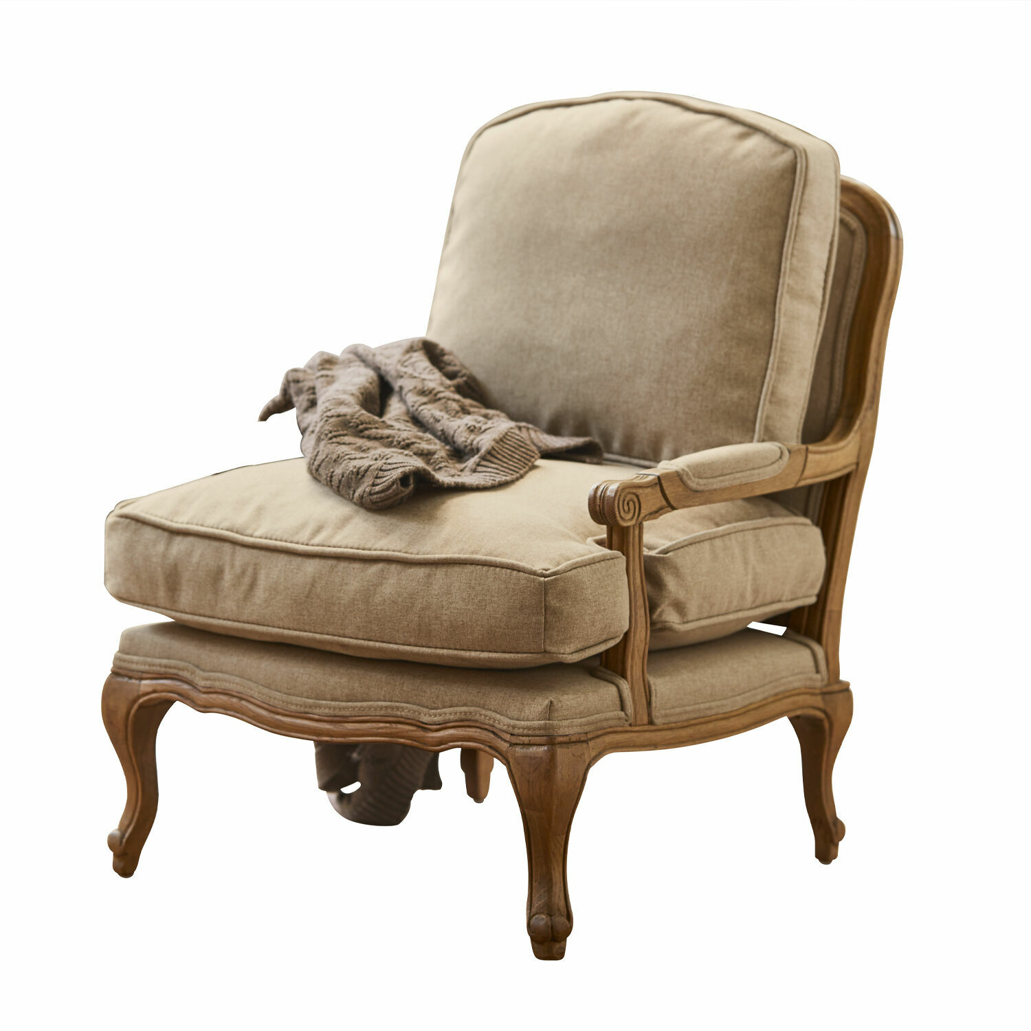 Poltrona per bambini Orlianne Poltrona classica in tessuto beige con struttura in legno, comoda per il soggiorno