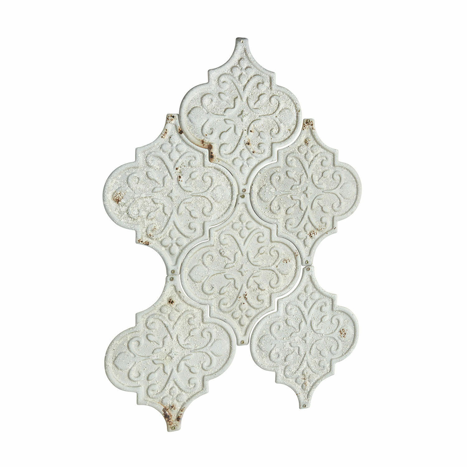 bianco antico Set di 6 ornamenti da parete in metallo bianco antico con motivo decorativo per interni