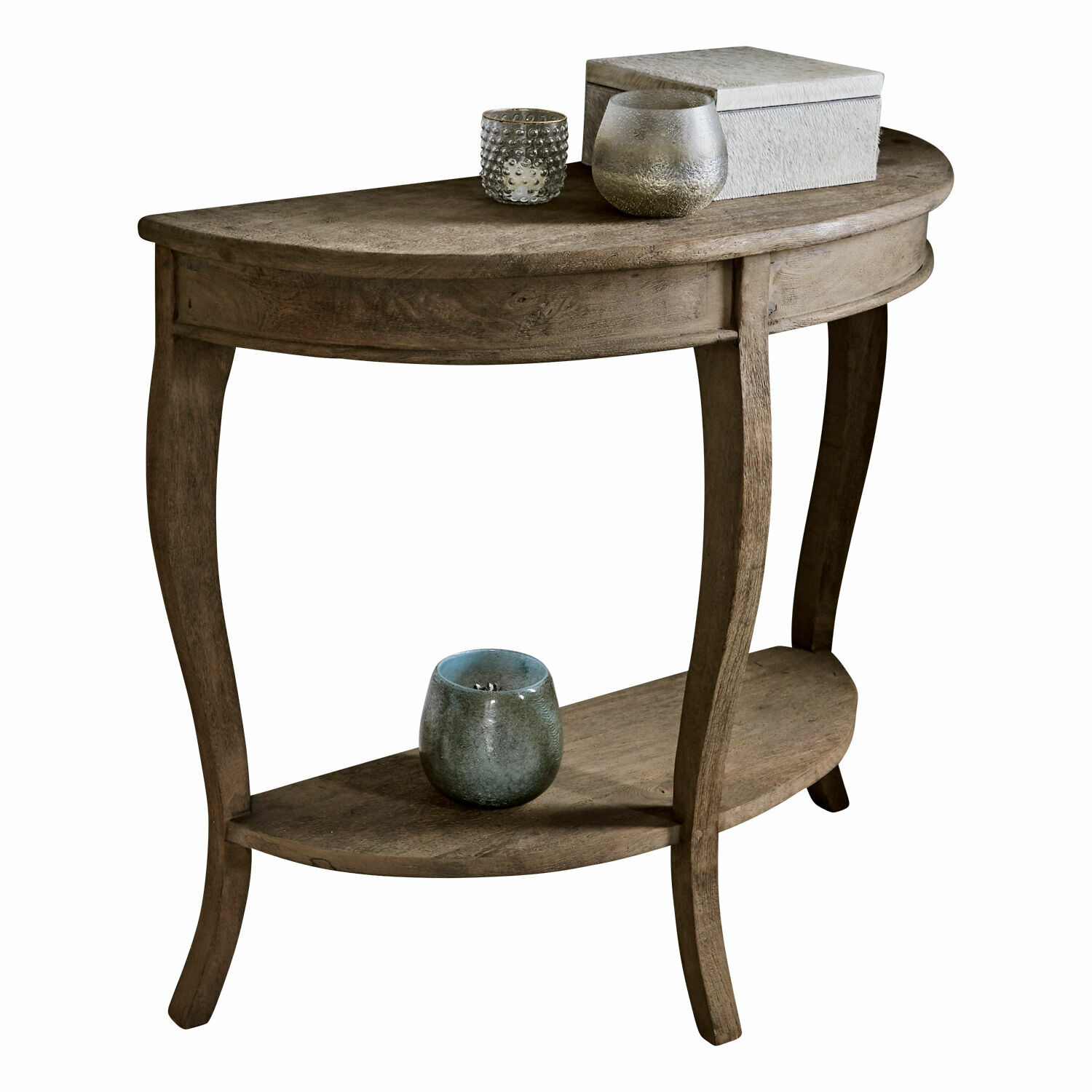 Consolle Crowley Consolle in legno naturale con ripiano e candele decorative per soggiorno elegante