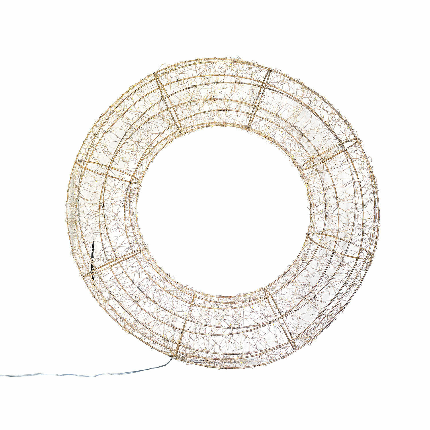 Ghirlanda con luci a LED Veralisse Decorazione luminosa rotonda in filo dorato con luci LED per interni ed esterni