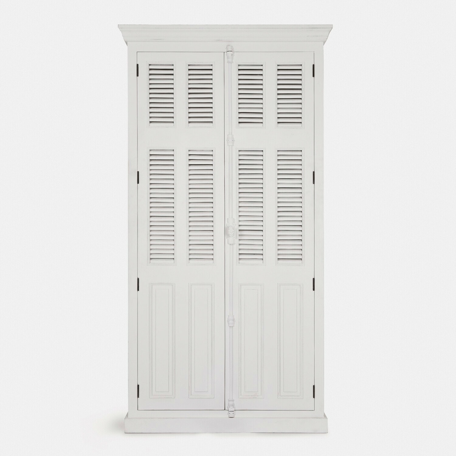 Armadio Elmsworth Armadio bianco in legno con ante a persiana e finitura classica per riporre oggetti