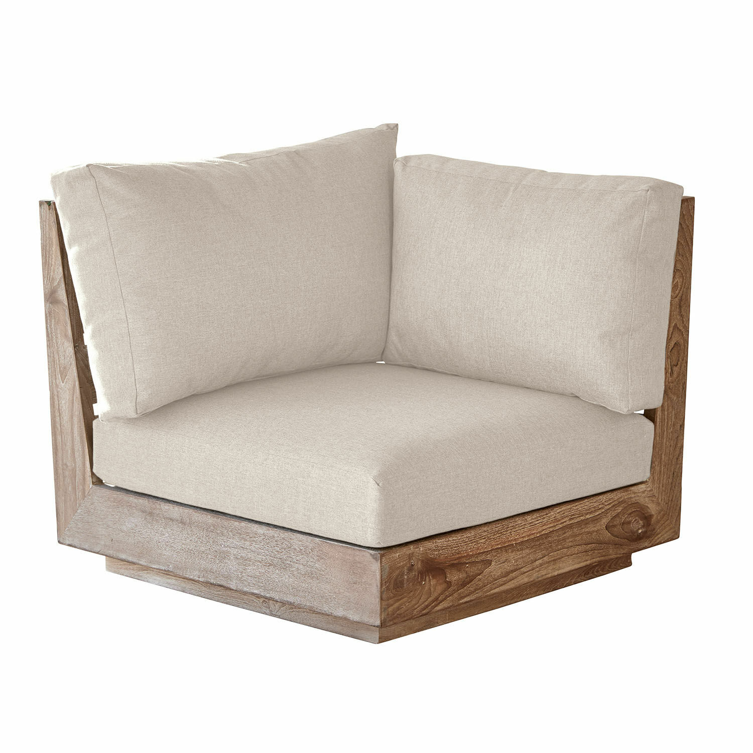 crema/marrone Elemento angolare crema in tessuto con struttura in legno marrone, mobile confortevole per soggiorno