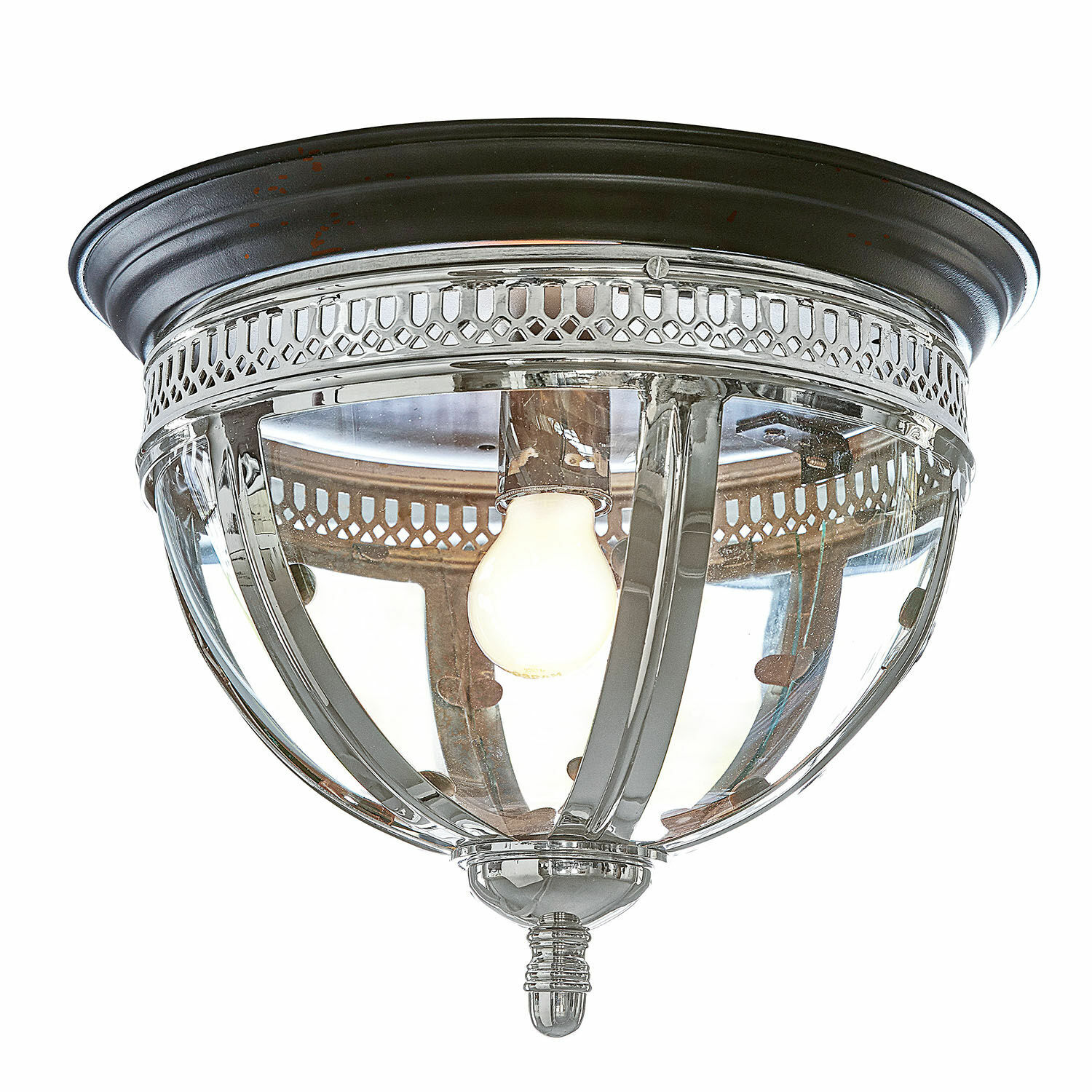 Lampada da parete e soffitto Toole Lampada da soffitto classica in metallo e vetro nero e argento per un'illuminazione interna elegante