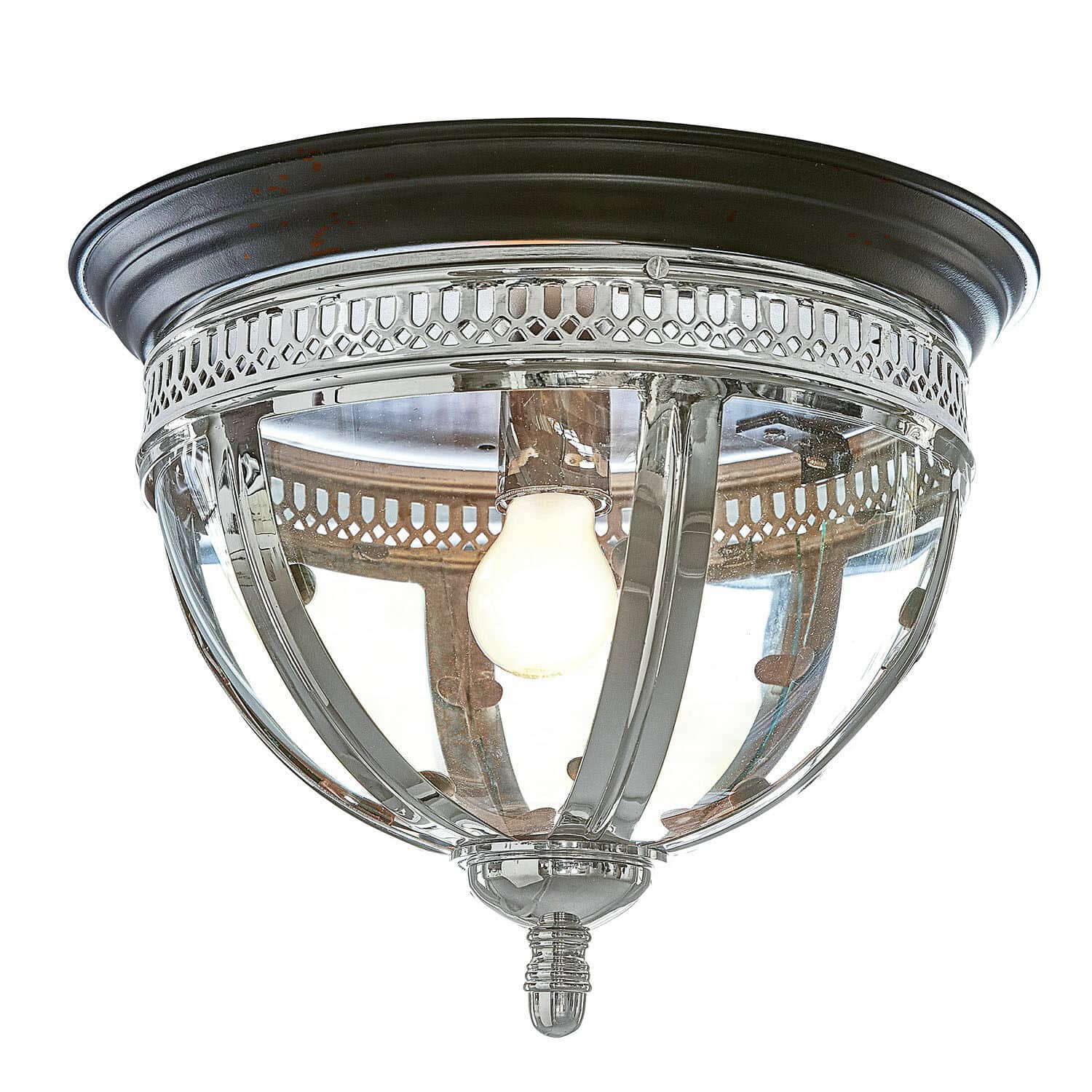 Lampada da parete e soffitto Toole Lampada da soffitto classica in metallo e vetro nero e argento per un'illuminazione interna elegante