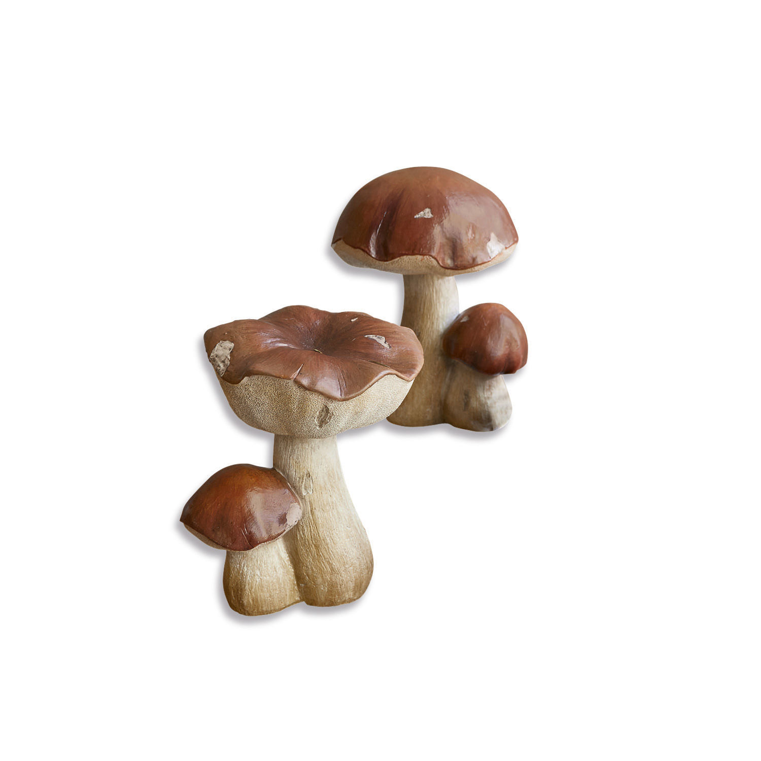 Coppia di funghi decorativi Beenie Funghi decorativi in materiale sintetico marrone e beige per arredamento interno e giardino