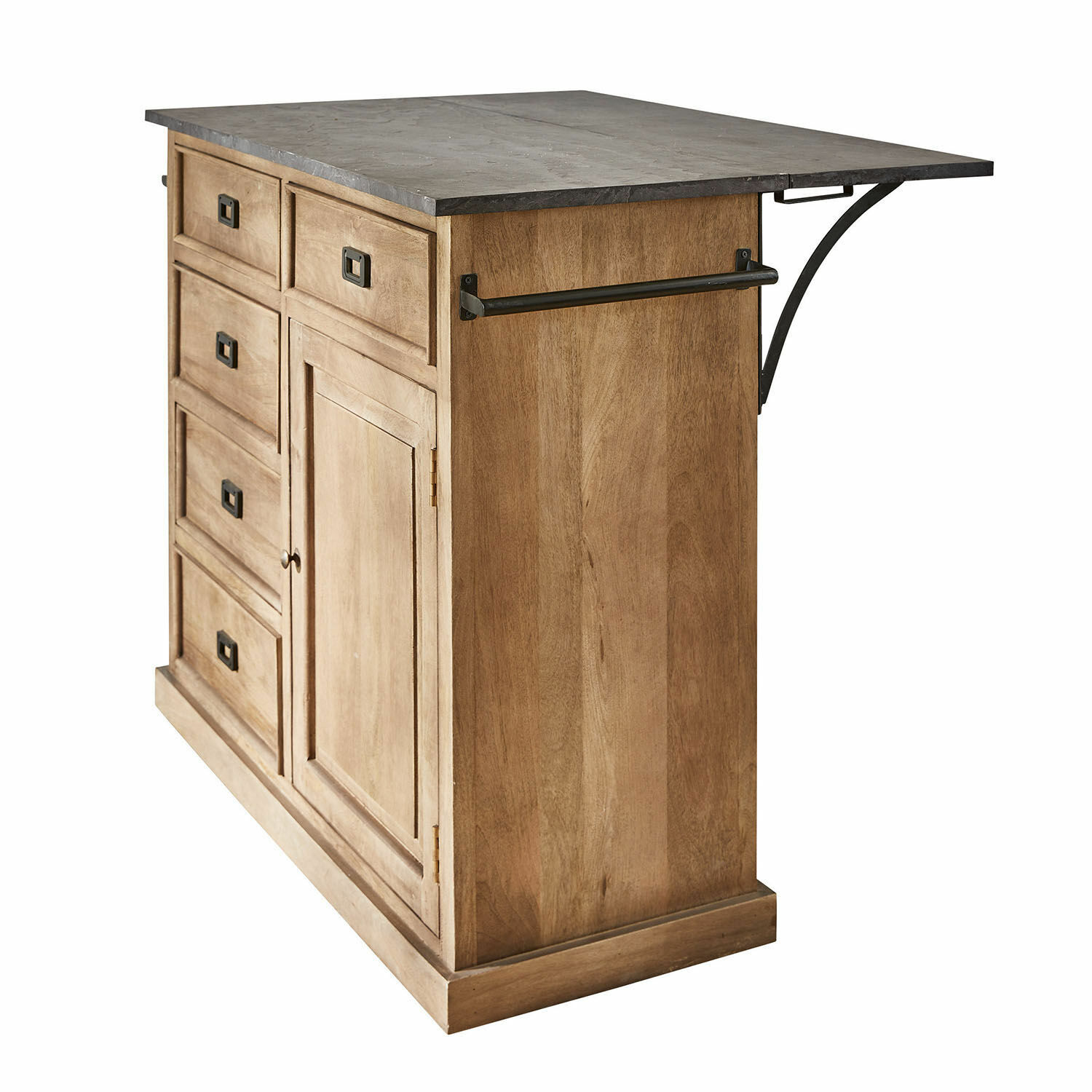 Isola da cucina Montégut Mobile in legno con cassetti e piano in pietra colore naturale per conservare oggetti