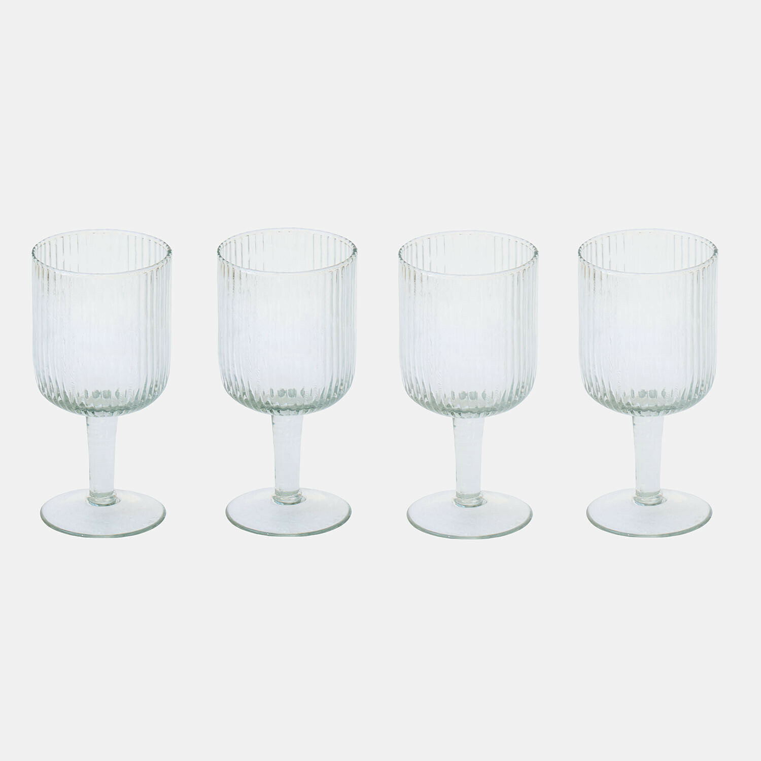 Set di 4 bicchieri Caleza Set di quattro bicchieri trasparenti con gambo e scanalature verticali, bicchiere per bevande