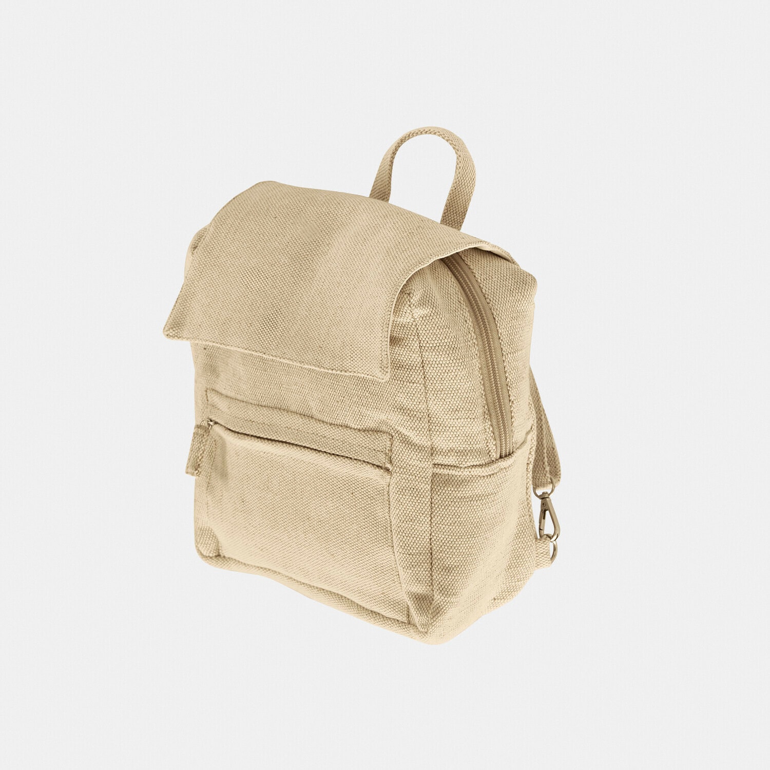 Zaino termico Pawera Zaino beige in tessuto con patta e tasca frontale, leggero e pratico per l'uso quotidiano