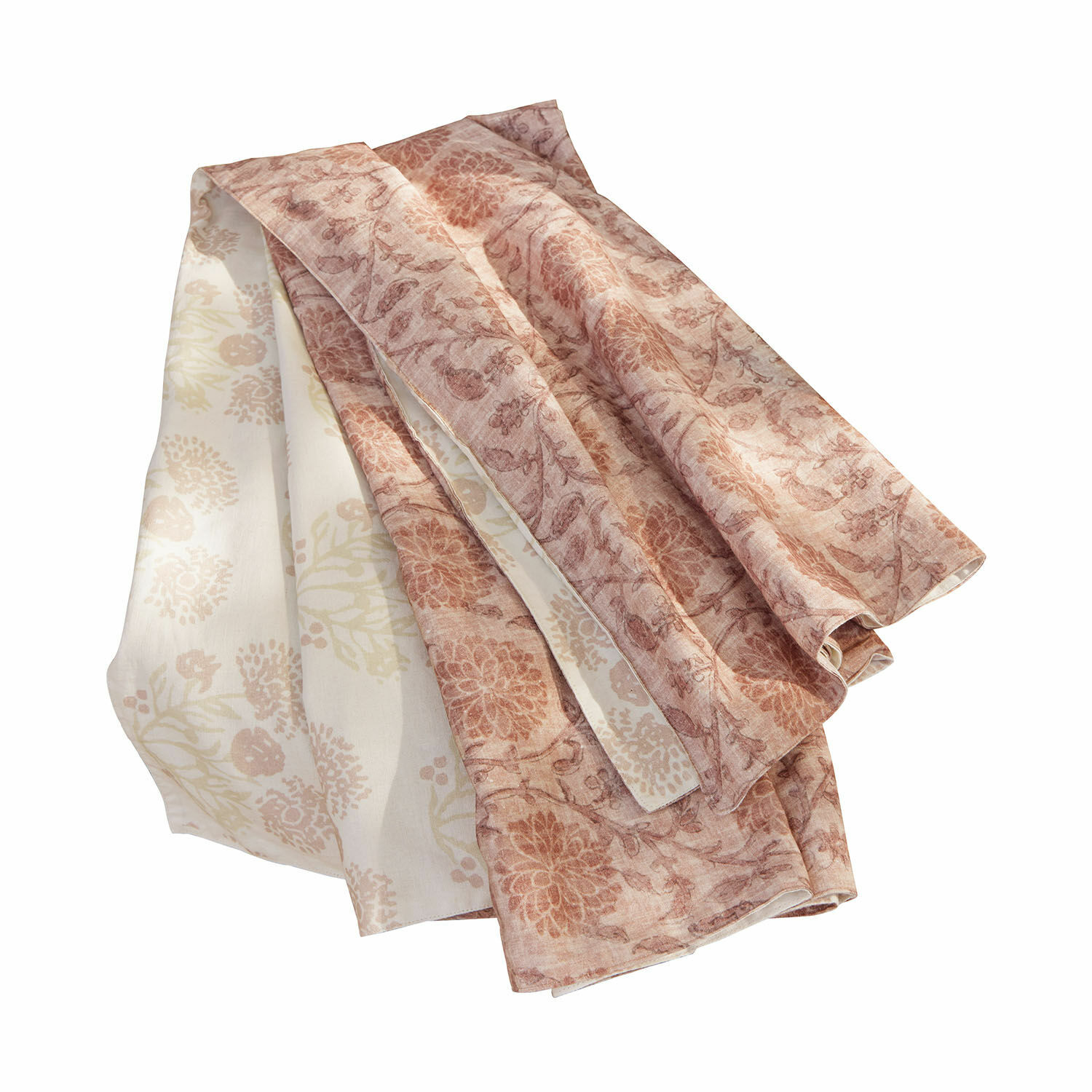 Plaid Tarouja Tovaglia in lino con motivo floreale beige e marrone, decorazione rustica per tavola
