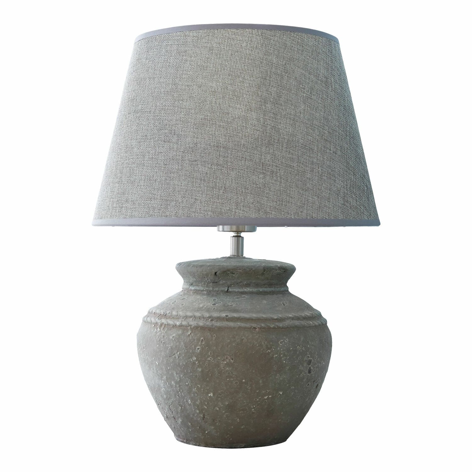 Lampada da tavolo Cleveland Lampada da tavolo con base in ceramica grigia e paralume in tessuto grigio chiaro per soggiorno
