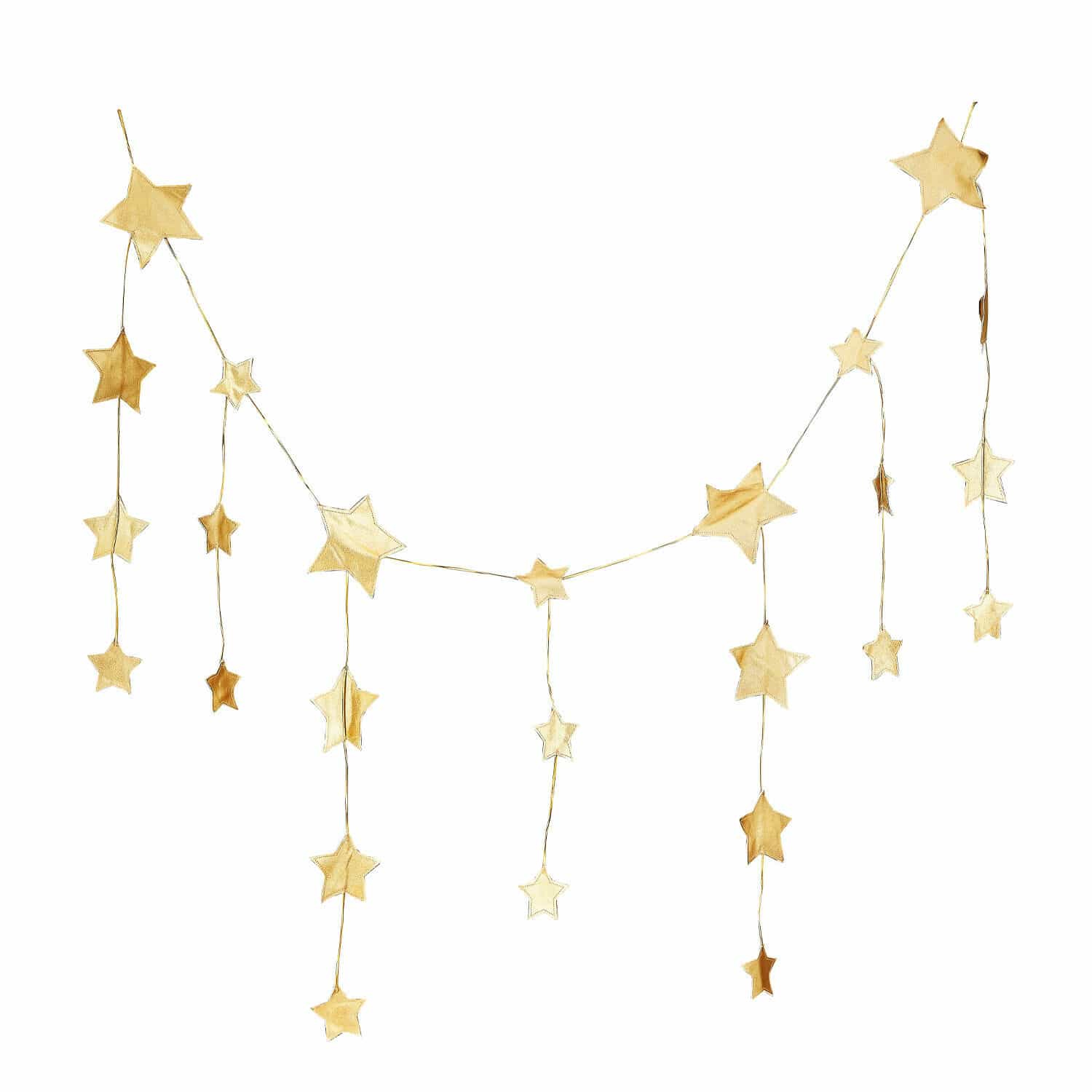 Festone Étoilin Ghirlanda decorativa in tessuto con stelle dorate per decorazioni interne festive