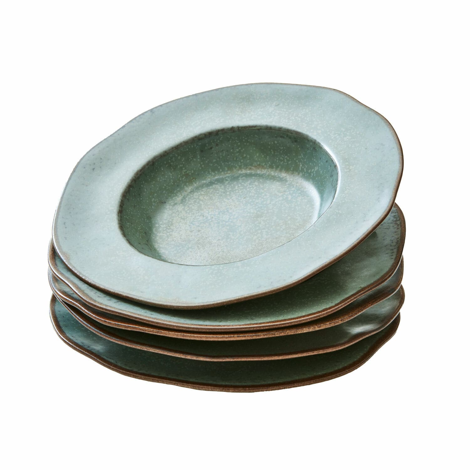 turchese/marrone Set di 6 piatti fondi Biarritz in ceramica turchese e marrone per la tavola.