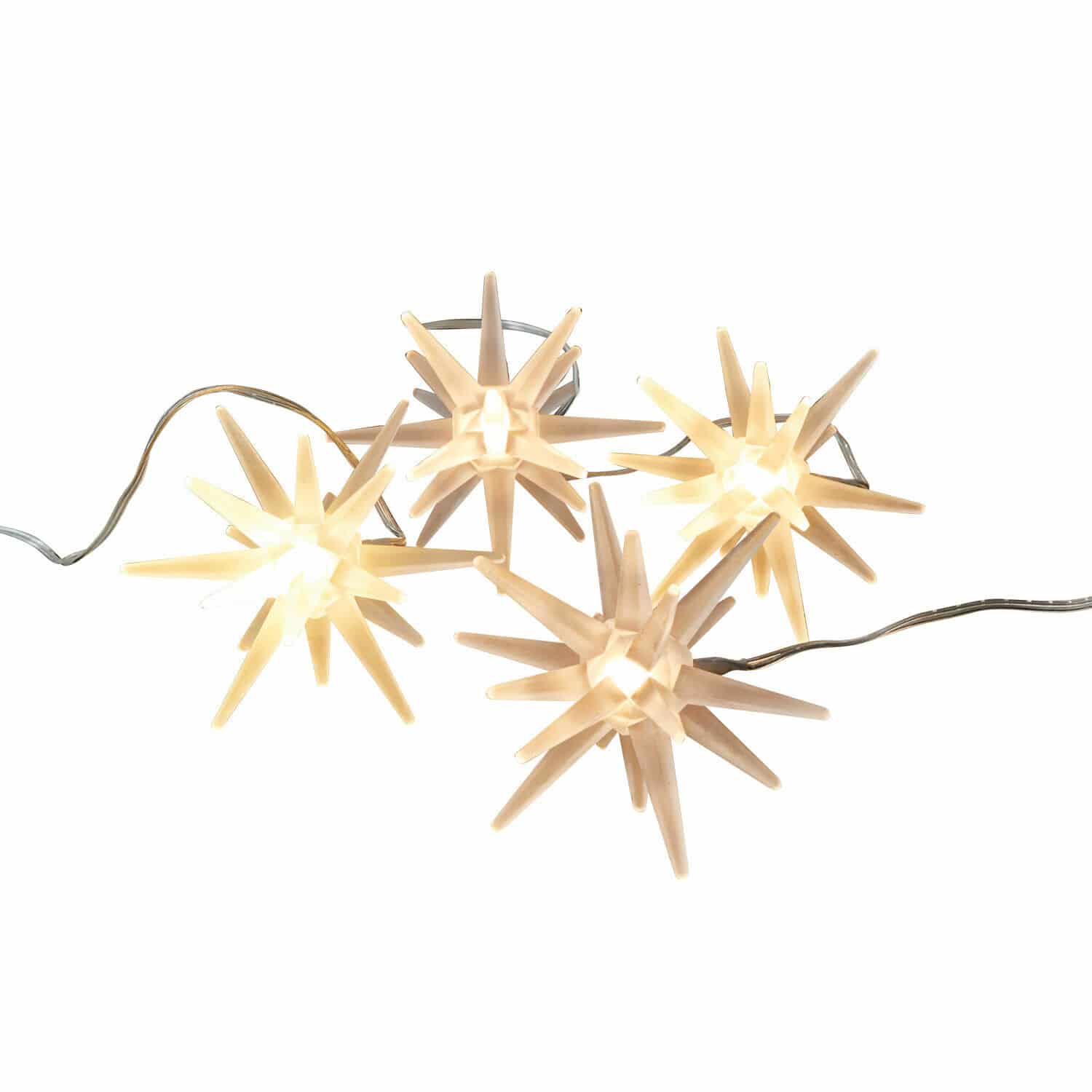 Set di 4 stelle a LED Ciseau Catena luminosa decorativa a forma di stelle in plastica bianco caldo per illuminazione natalizia