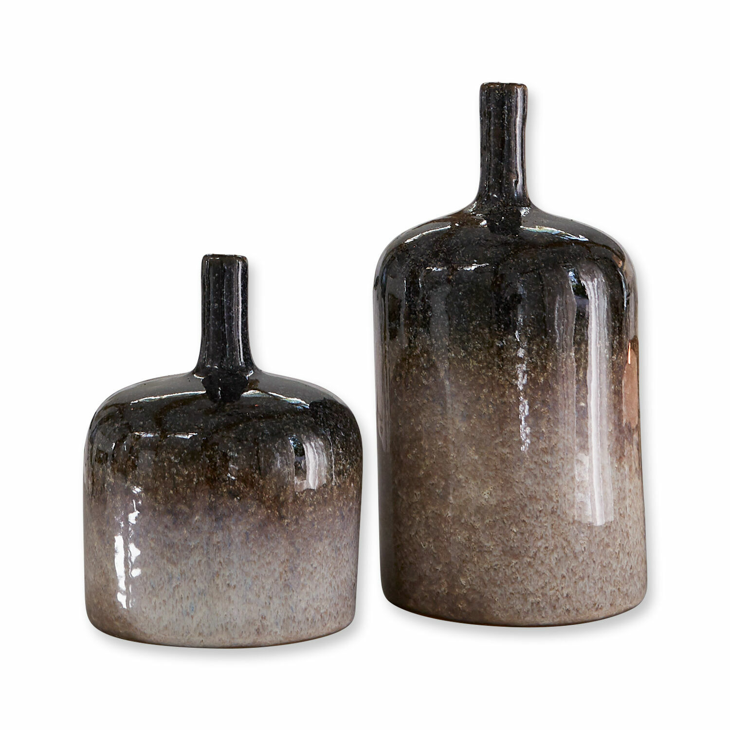grigio/nero Set di due vasi in ceramica Kurys grigio e nero per decorazioni d'interni moderne