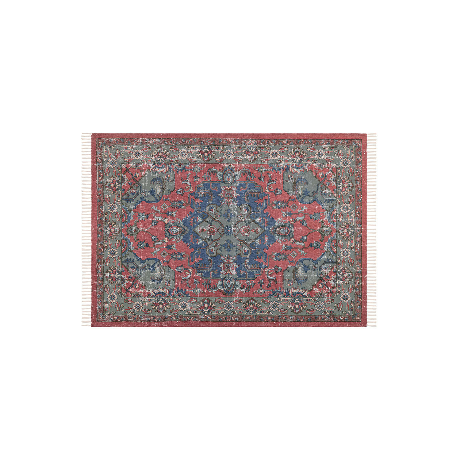 Tappeto Southampton Tappeto con motivo orientale rosso, blu e verde con frange, decorativo e elegante per interni