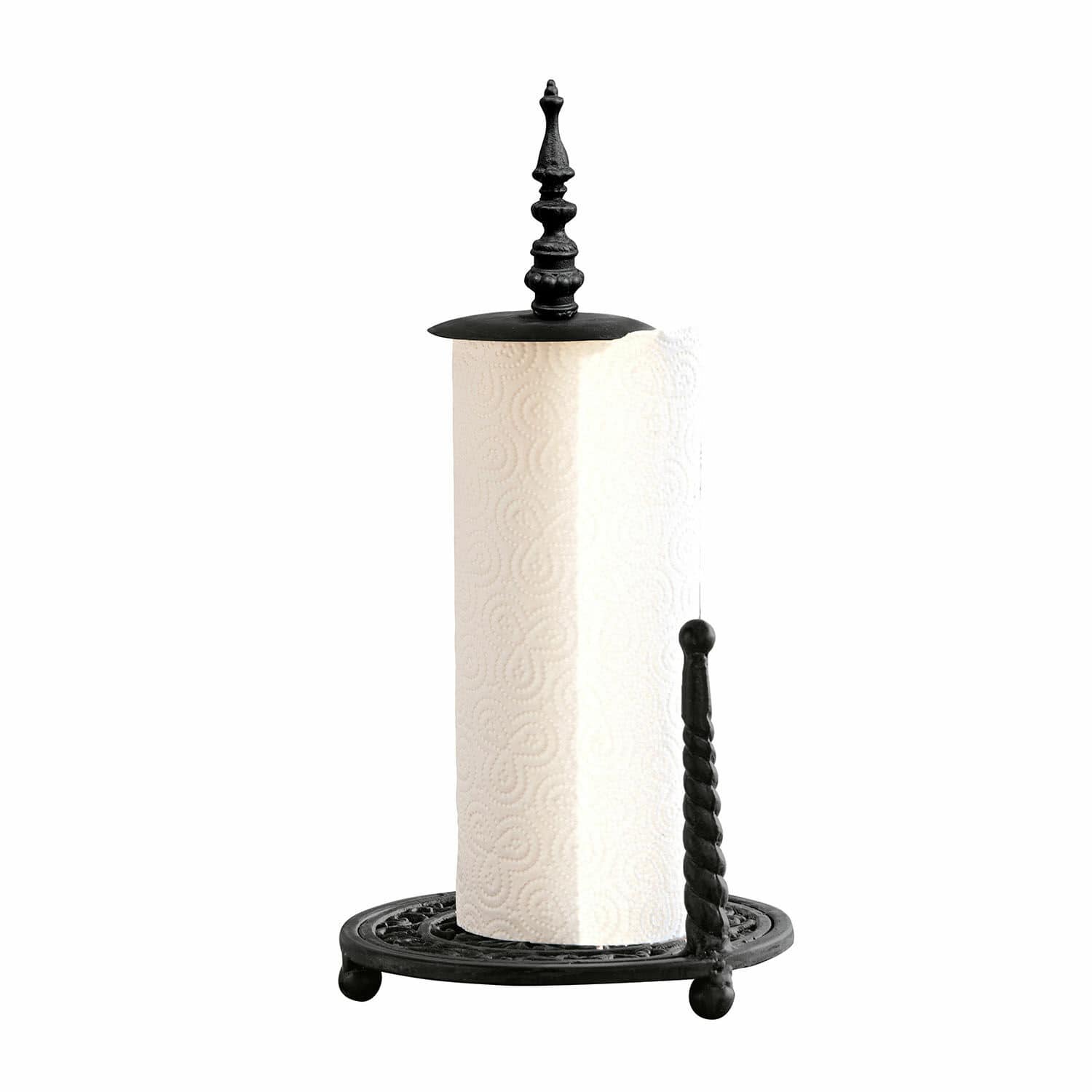 Portarotolo Dudley Porta rotolo in metallo nero con motivo decorativo e manico a spirale