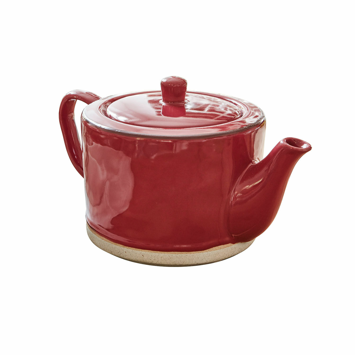 rosso Teiera in ceramica rossa con coperchio e manico, design classico per la cucina