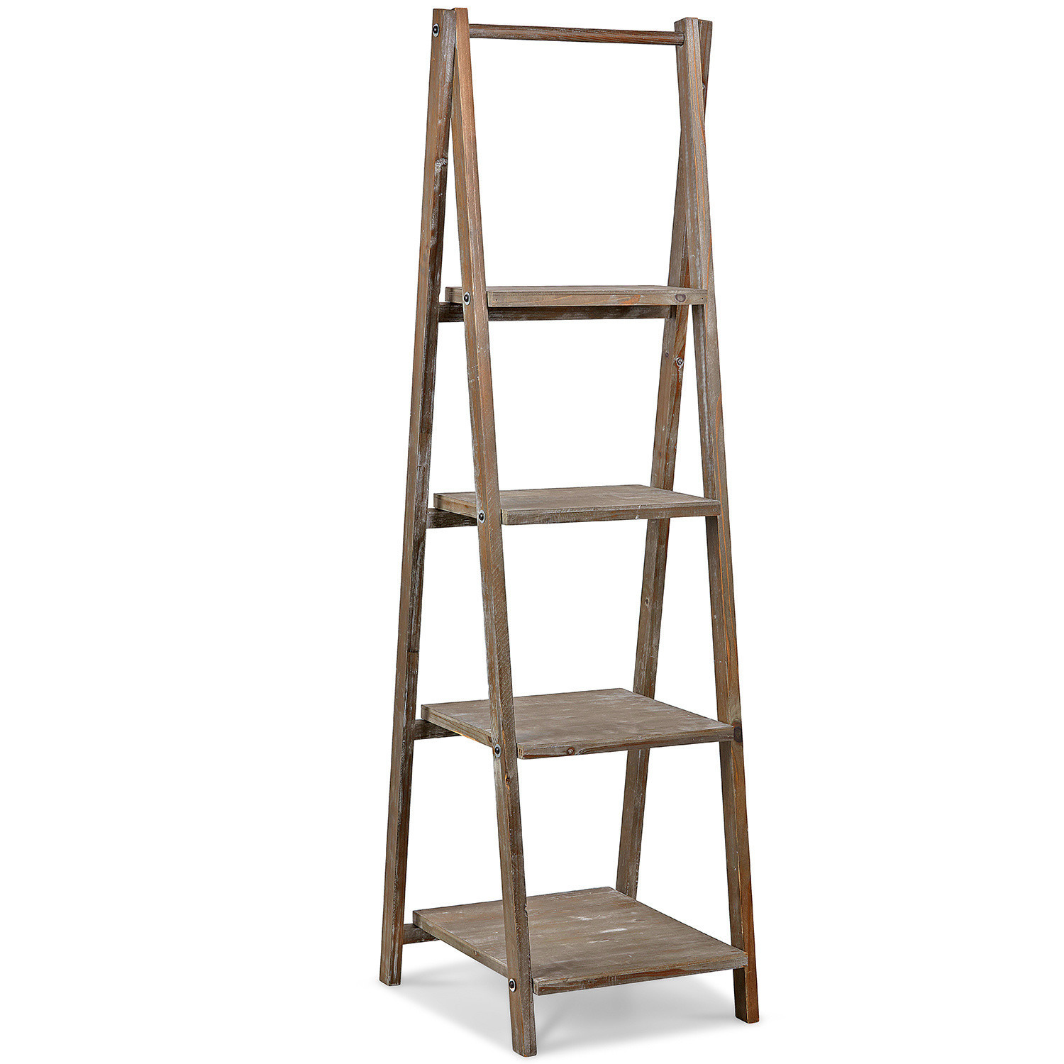 Scaffale Lester Scaffale in legno grigio con quattro ripiani dallo stile rustico per conservare oggetti