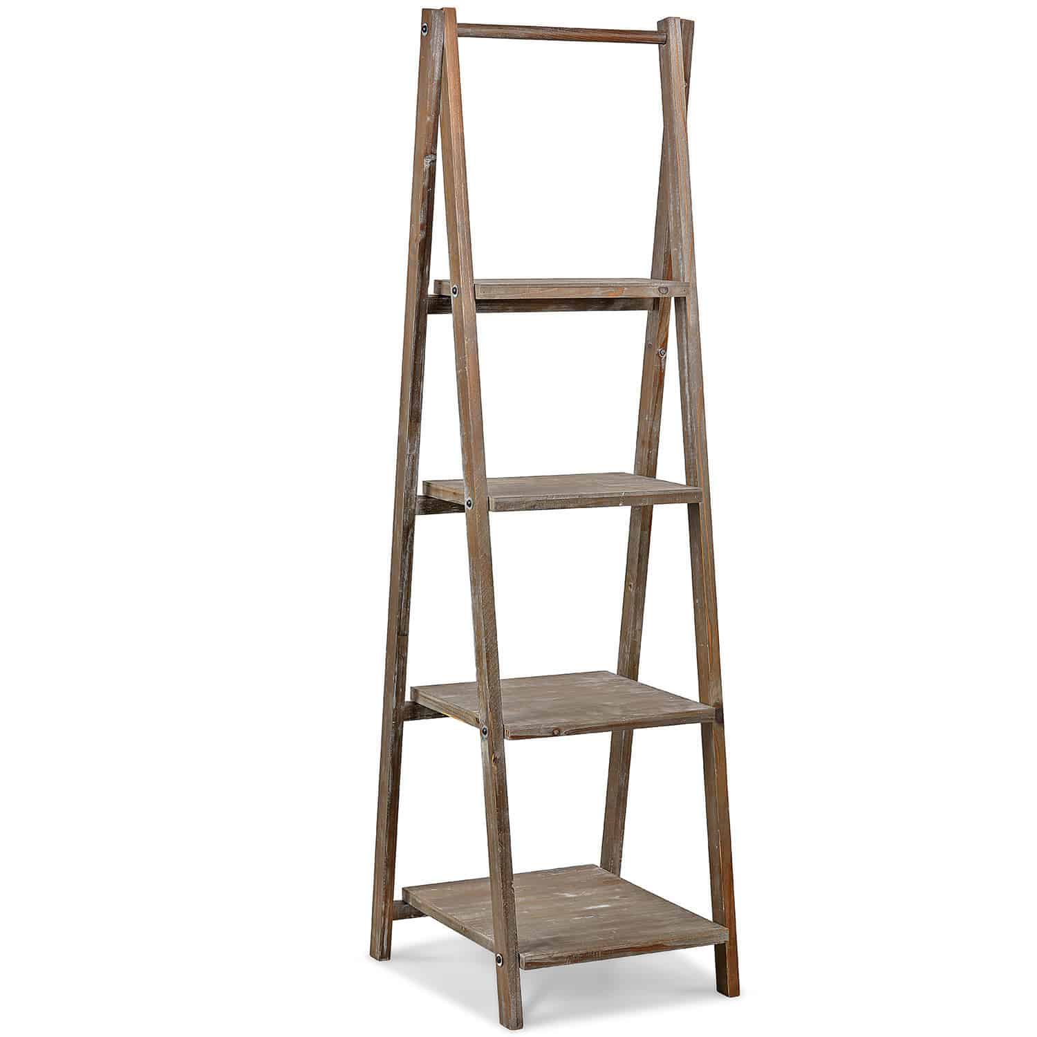 Scaffale Lester Scaffale in legno grigio con quattro ripiani dallo stile rustico per conservare oggetti