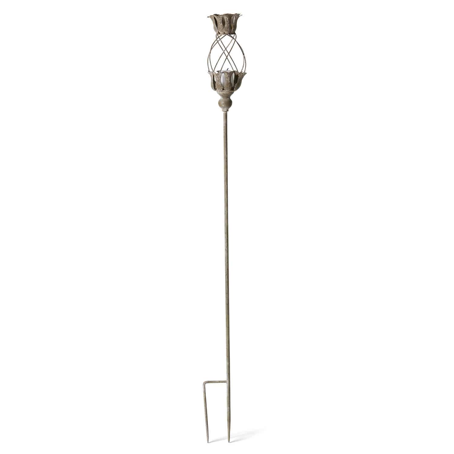 Lanterna Ciranne Palo da giardino in metallo color bronzo invecchiato con motivo floreale, decorazione per esterni