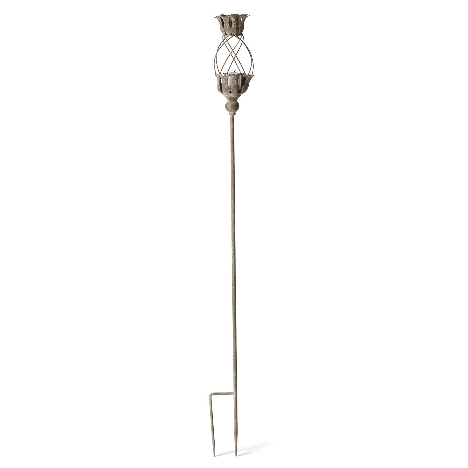 Lanterna Ciranne Palo da giardino in metallo color bronzo invecchiato con motivo floreale, decorazione per esterni