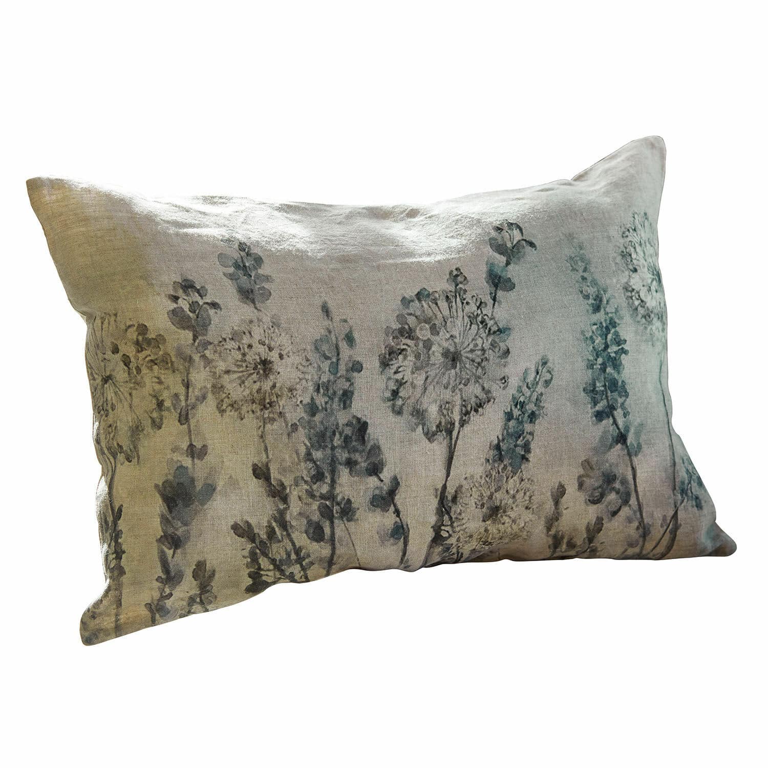 Copricuscino Lusse Cuscino decorativo in lino grigio con motivo floreale per soggiorno e camera da letto