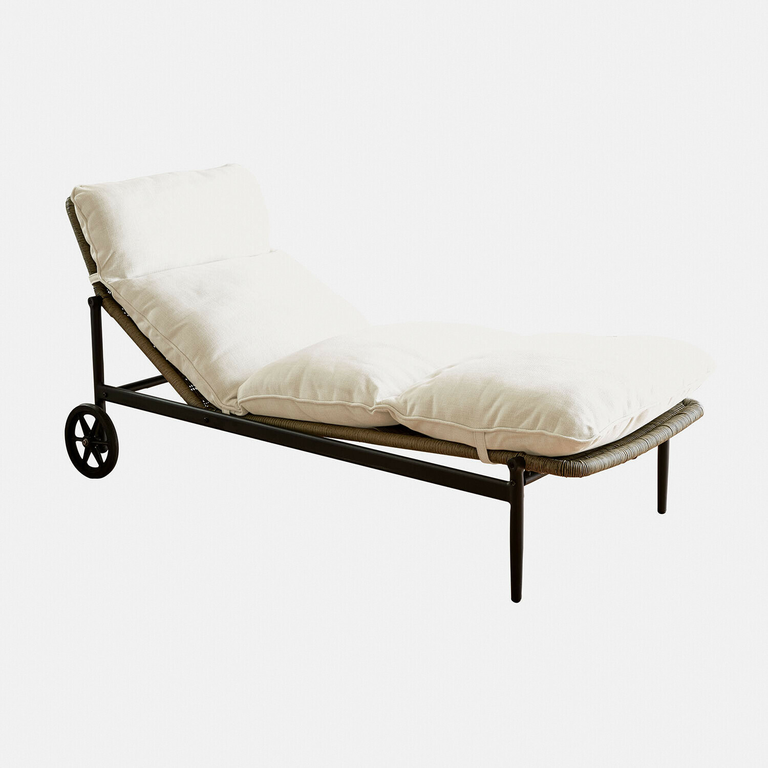 marrone/crema Lettino Langforda con struttura marrone e cuscino crema, arredo da giardino confortevole