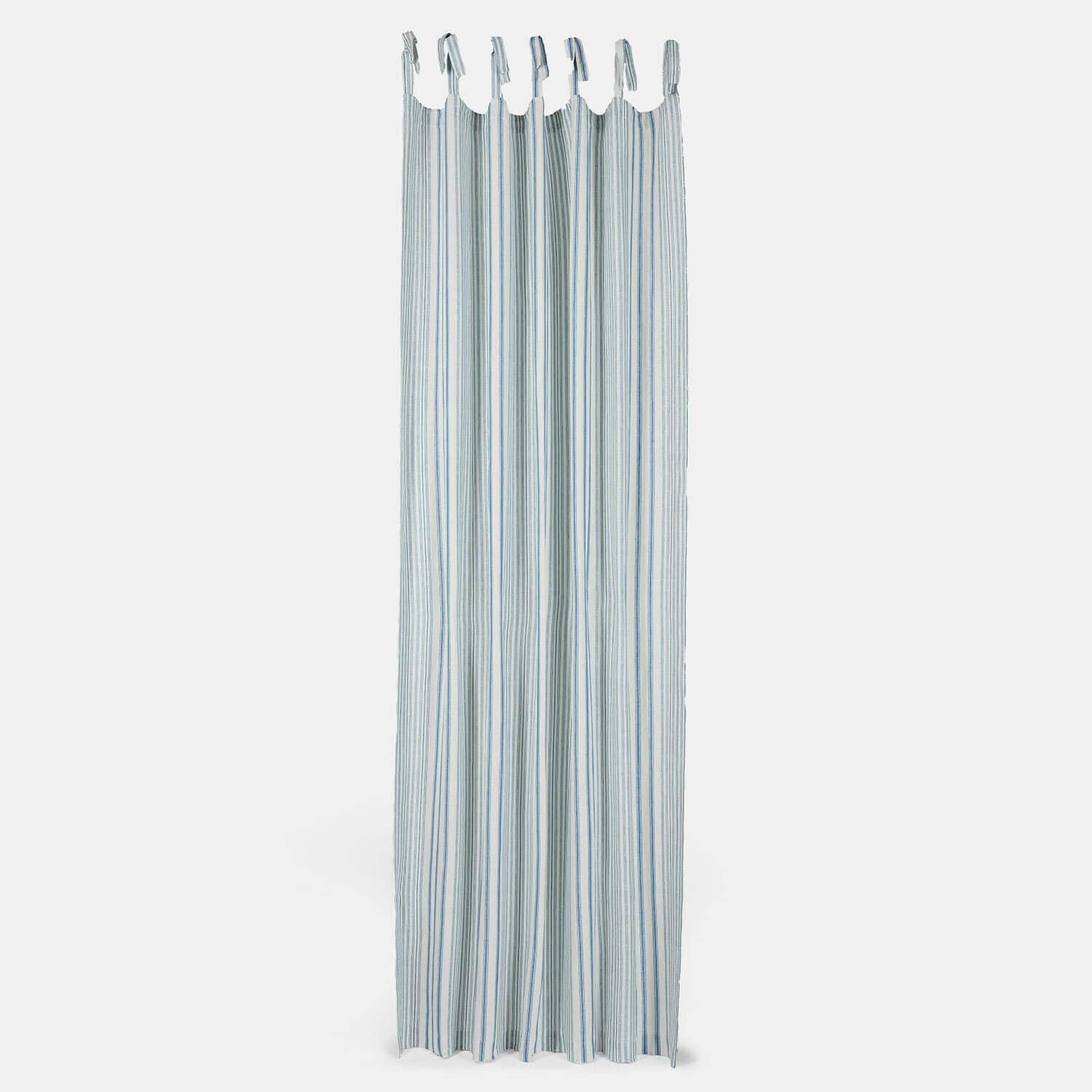 Tenda Freydaal Tenda leggera in cotone a righe blu e bianche con lacci per appendere, decorazione per finestra