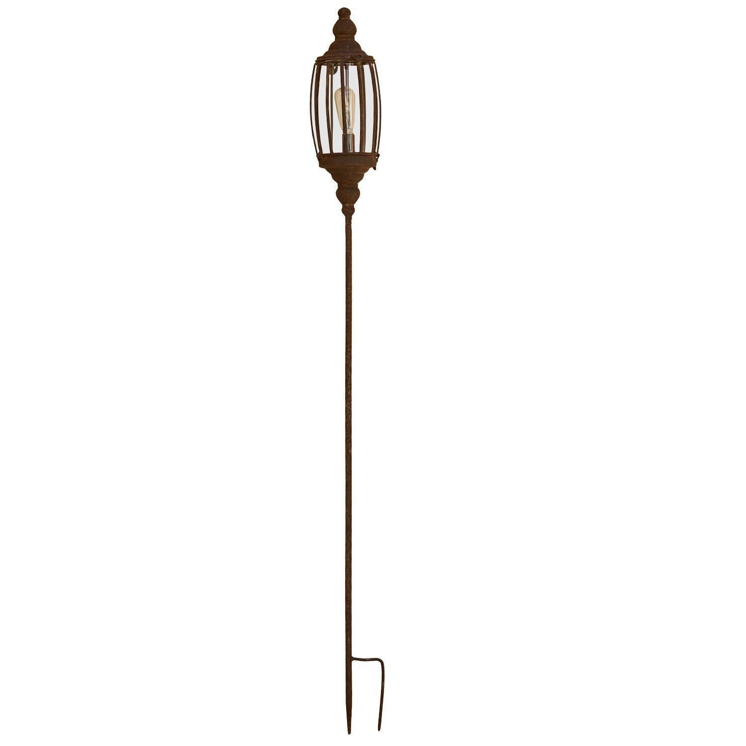 Lanterna a LED Ivette Lanterna da giardino decorativa in metallo arrugginito con palo lungo per piantare nel terreno, illuminazione esterna