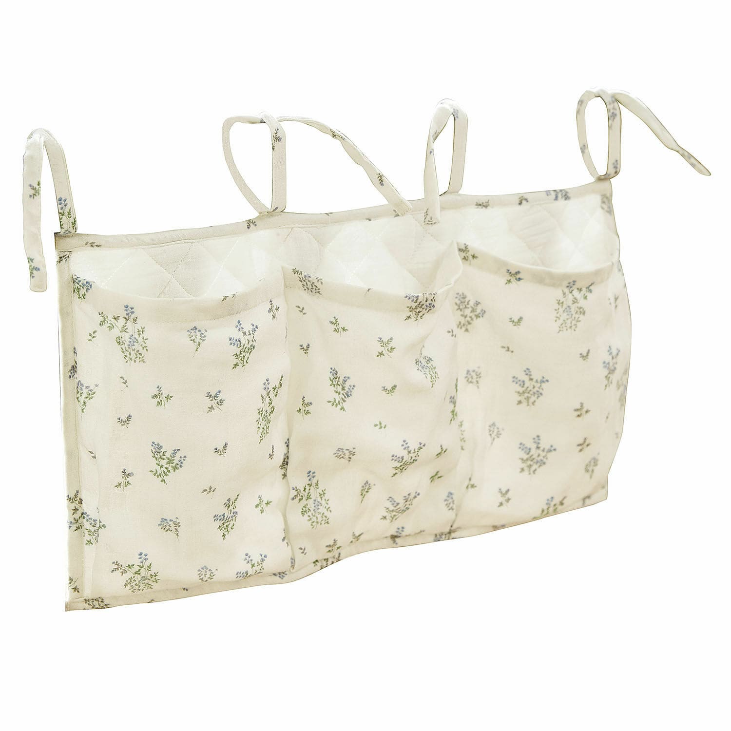 Borsa portaoggetti Nymariel Organizer in tessuto beige con tasche e motivo floreale da appendere, soluzione pratica per riporre