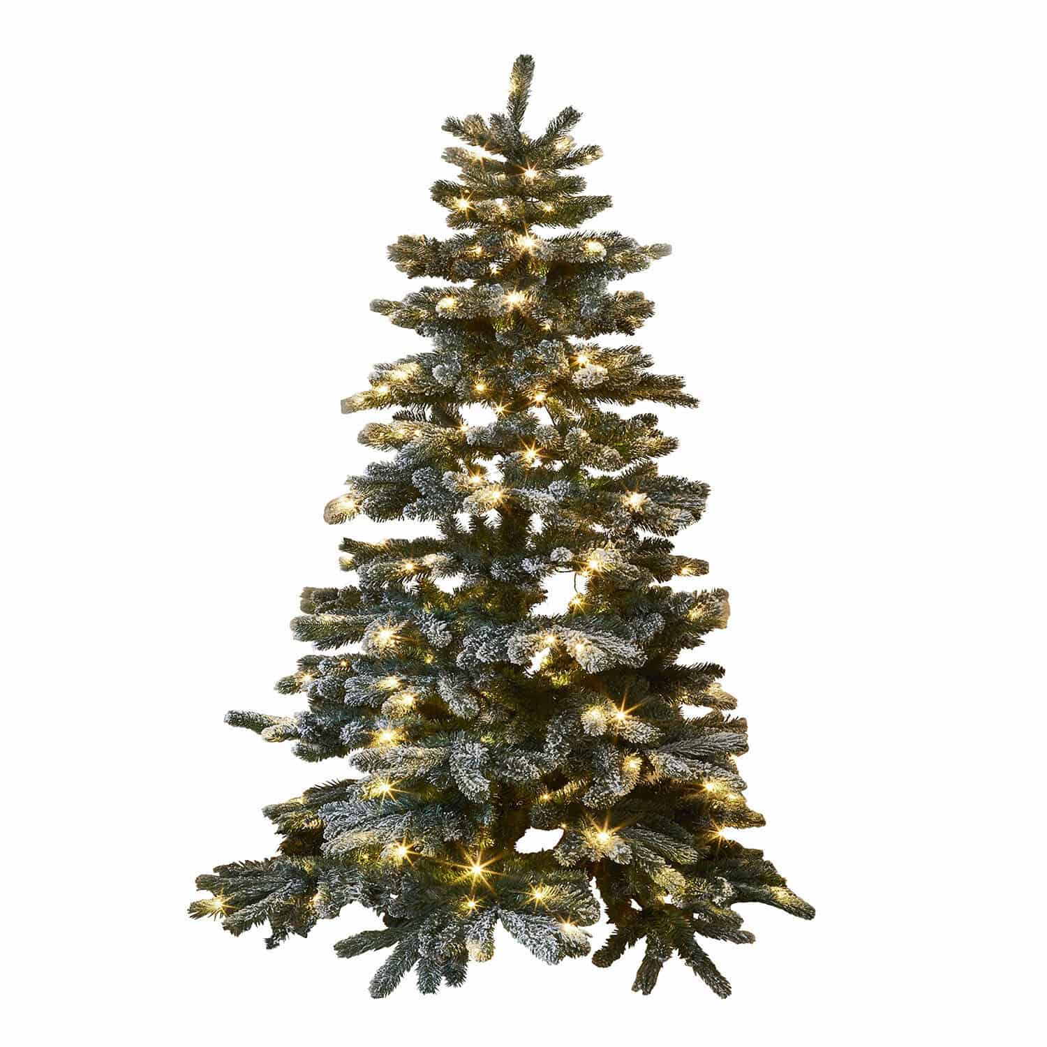 Albero di Natale Mannier Albero di Natale artificiale con rami innevati e luci LED calde per decorazioni festive