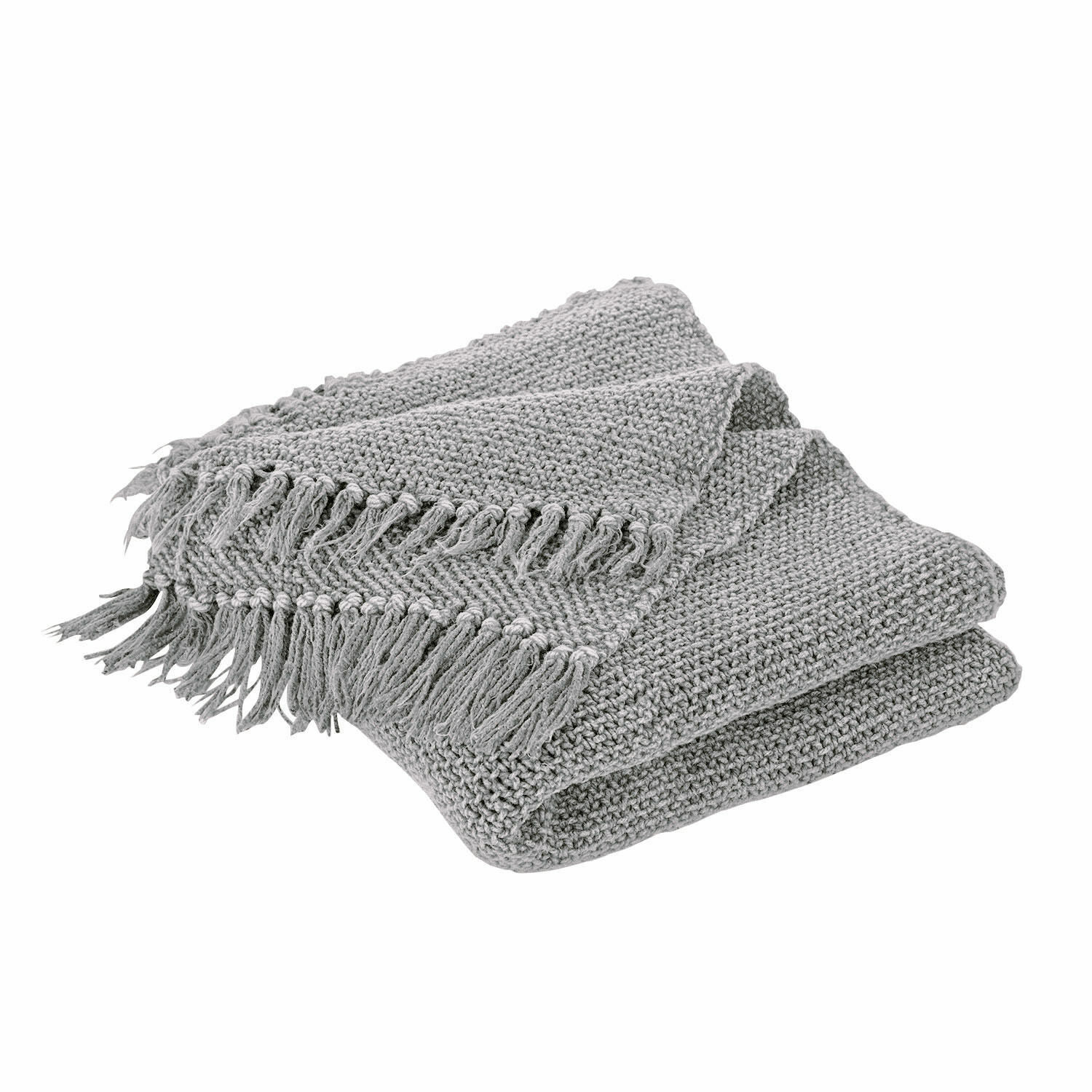 grigio Plaid grigio Kendall in materiale morbido con frange, ideale per decorare e riscaldare gli ambienti