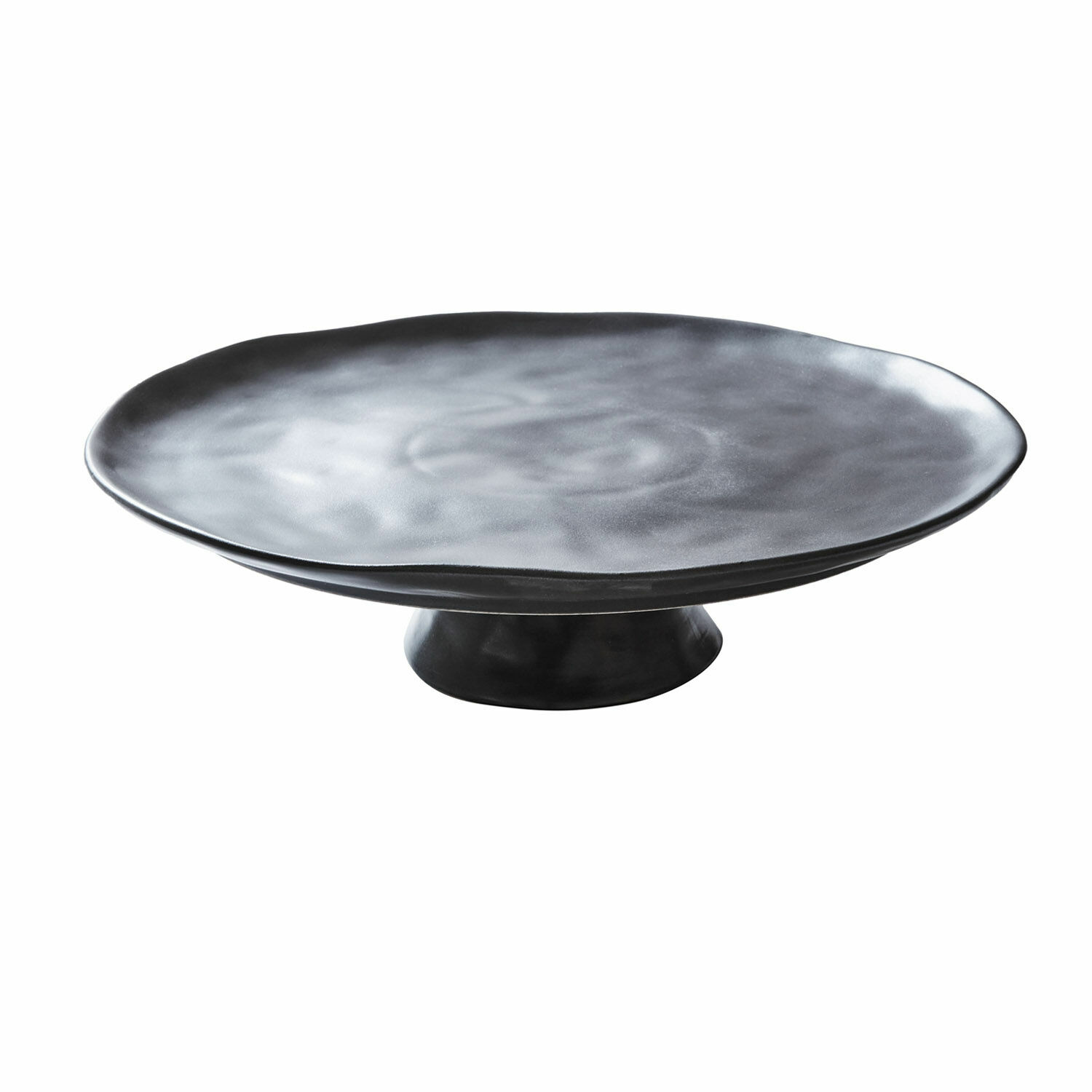 Piatto Biarritz in ceramica nera dalla forma irregolare, ideale per decorare e servire.