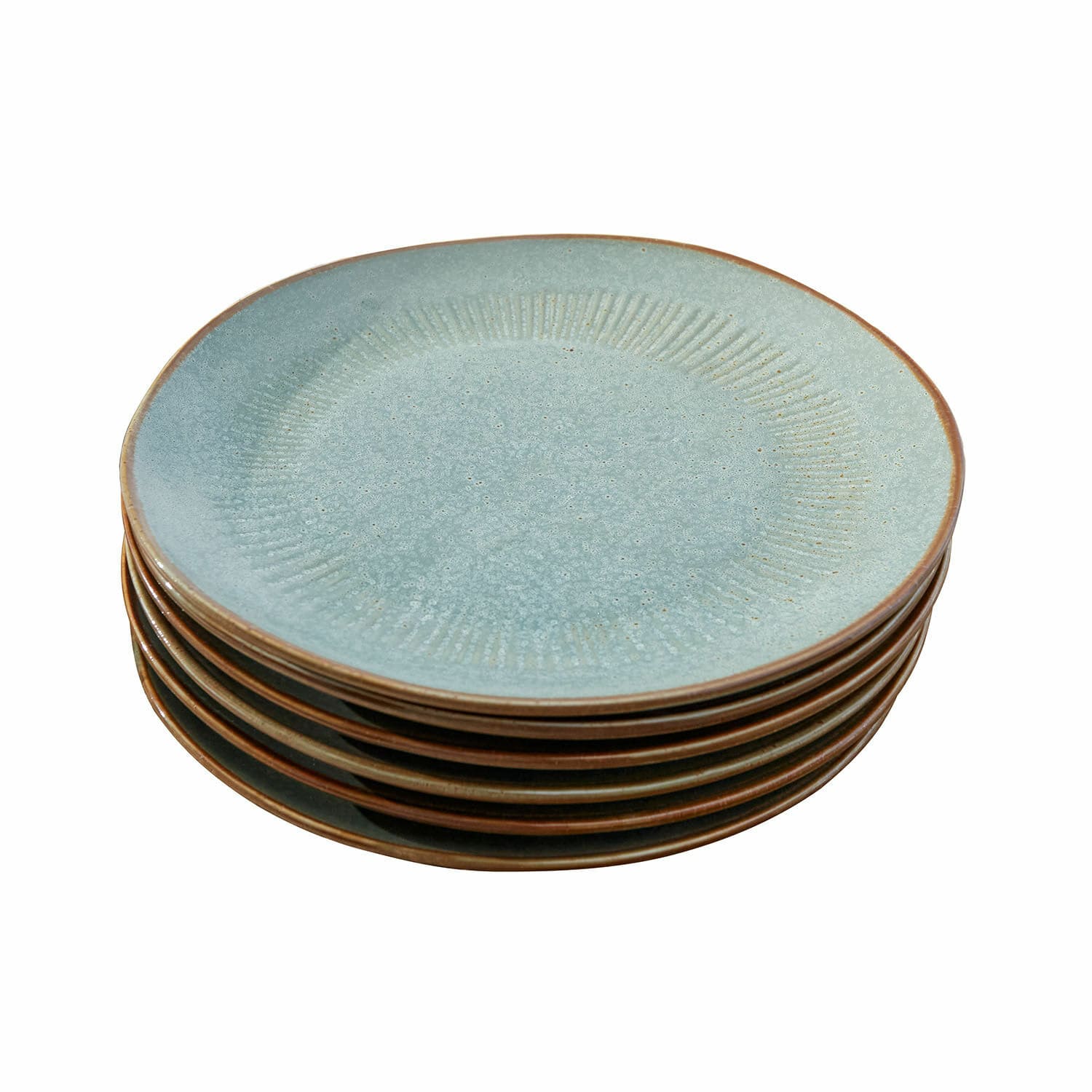 Set di 6 piatti Périers Set di piatti in ceramica blu con bordo marrone, ideale per decorare la tavola e servire i pasti