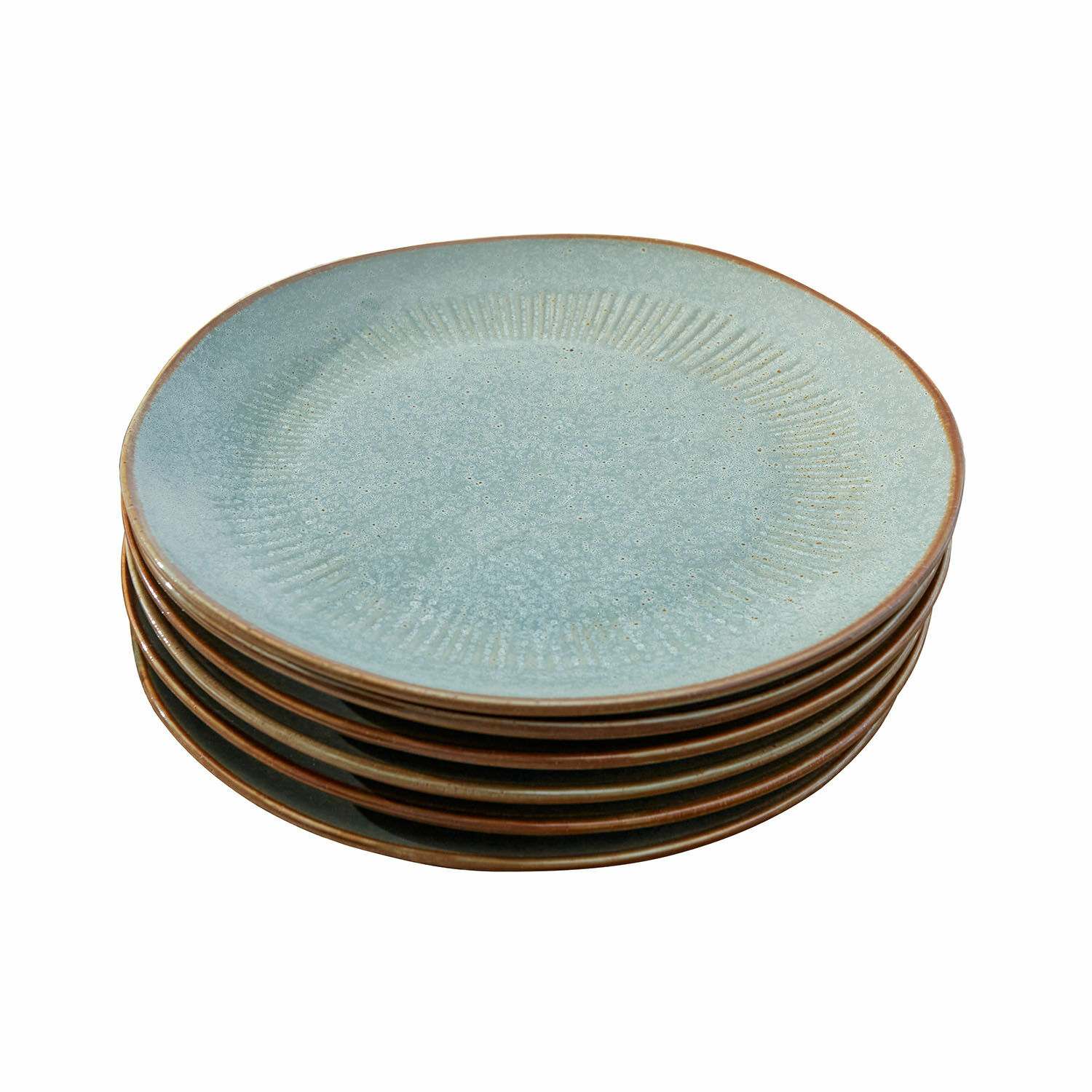 Set di 6 piatti Périers Set di piatti in ceramica blu con bordo marrone, ideale per decorare la tavola e servire i pasti