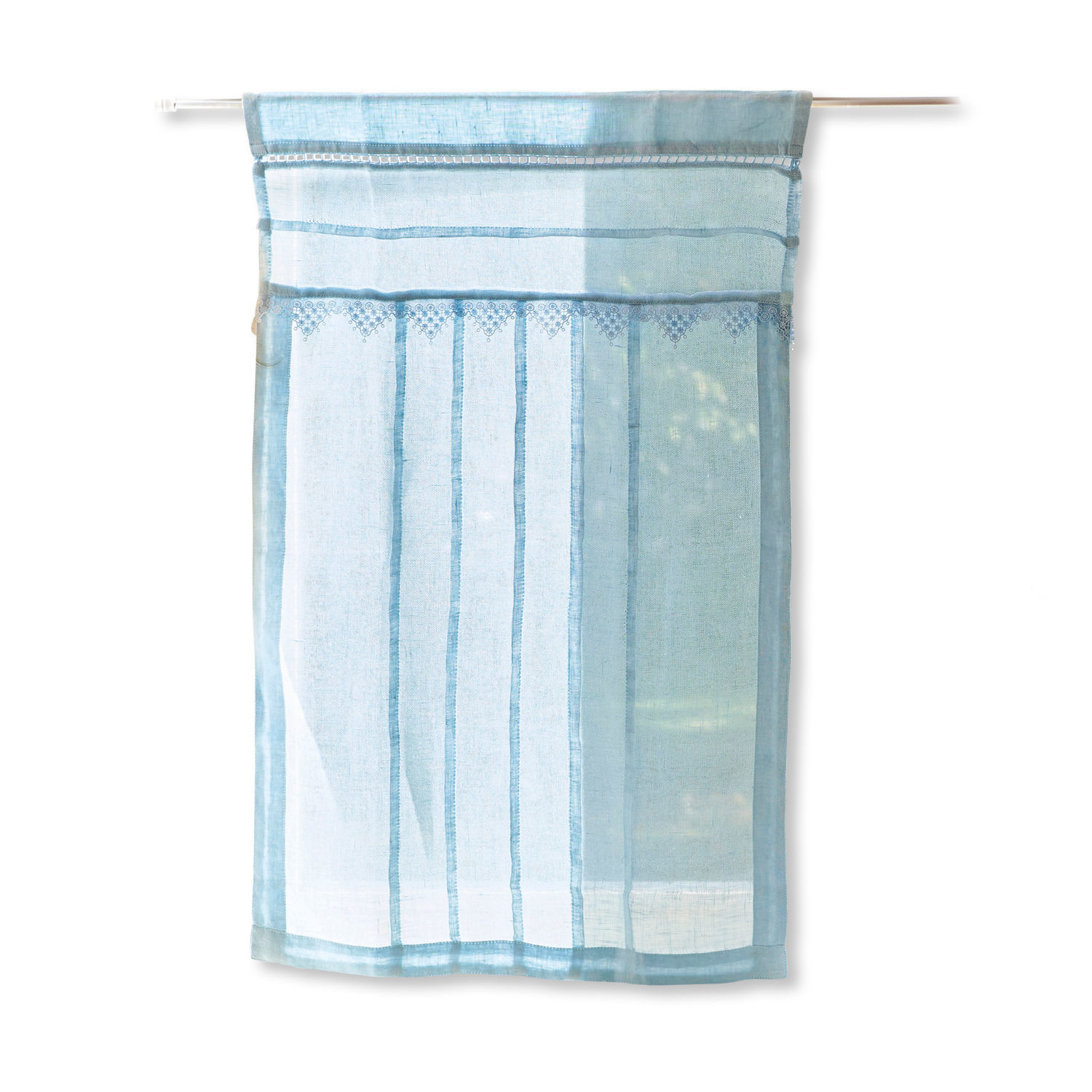 blu Tenda a vetro Chailly blu in tessuto leggero con motivo delicato e righe, decorazione finestra