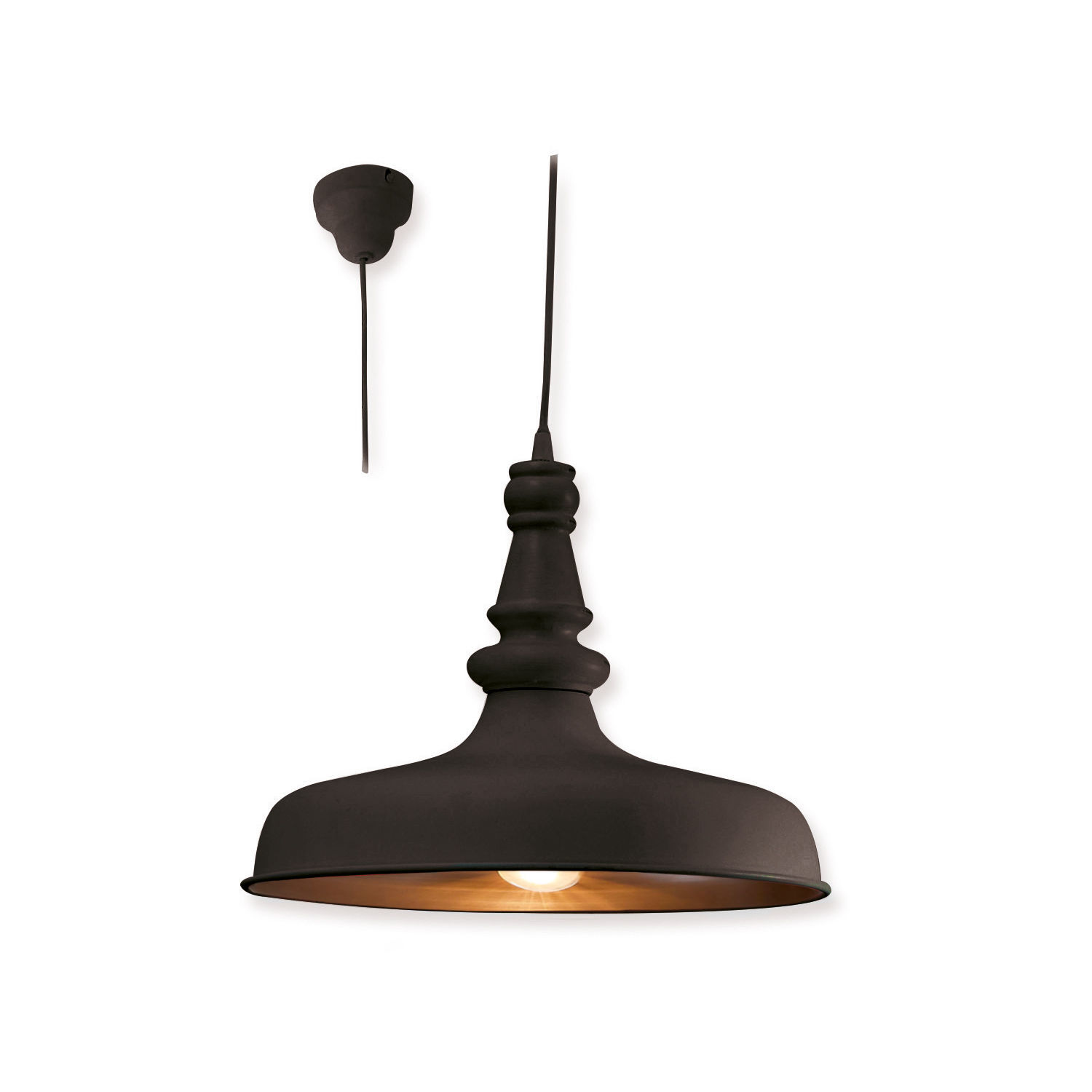 nero Lampada a sospensione Camryn nera in metallo, illuminazione moderna per soggiorno e cucina