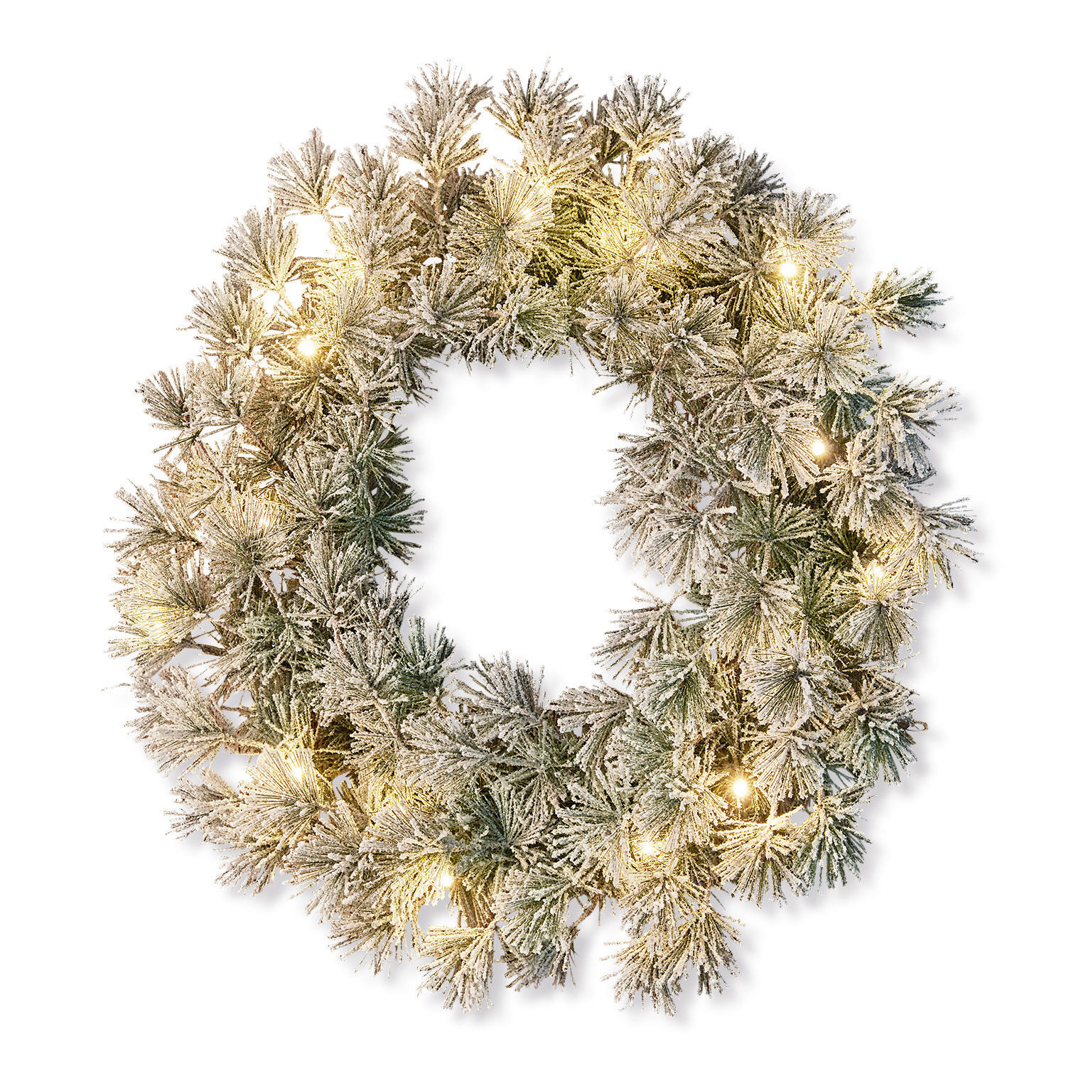 Ghirlanda con luci a LED Vire Corona natalizia innevata con aghi verdi e luci LED calde per decorazione domestica
