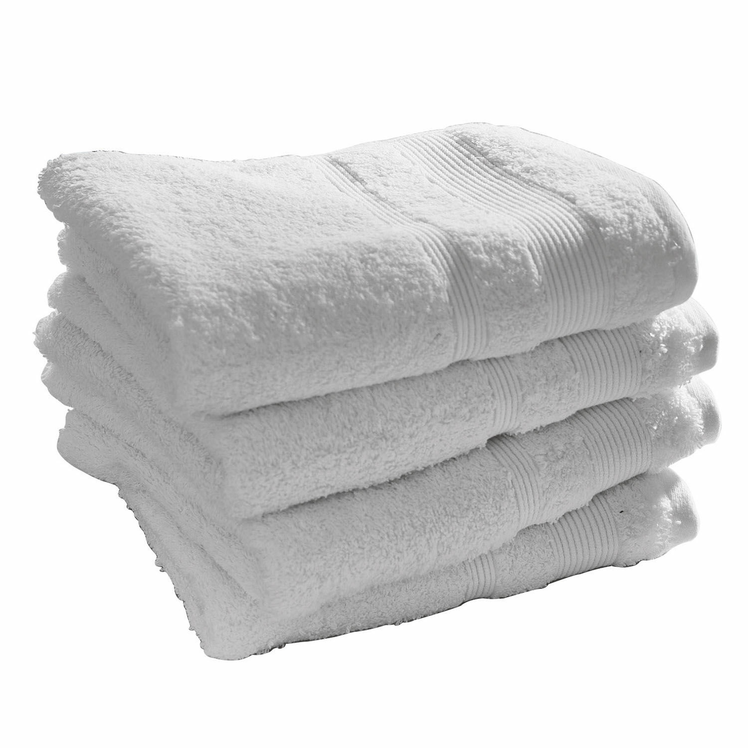 bianco Set di 4 asciugamani bianchi Bourogne in cotone morbido, perfetti per il bagno e l'uso quotidiano