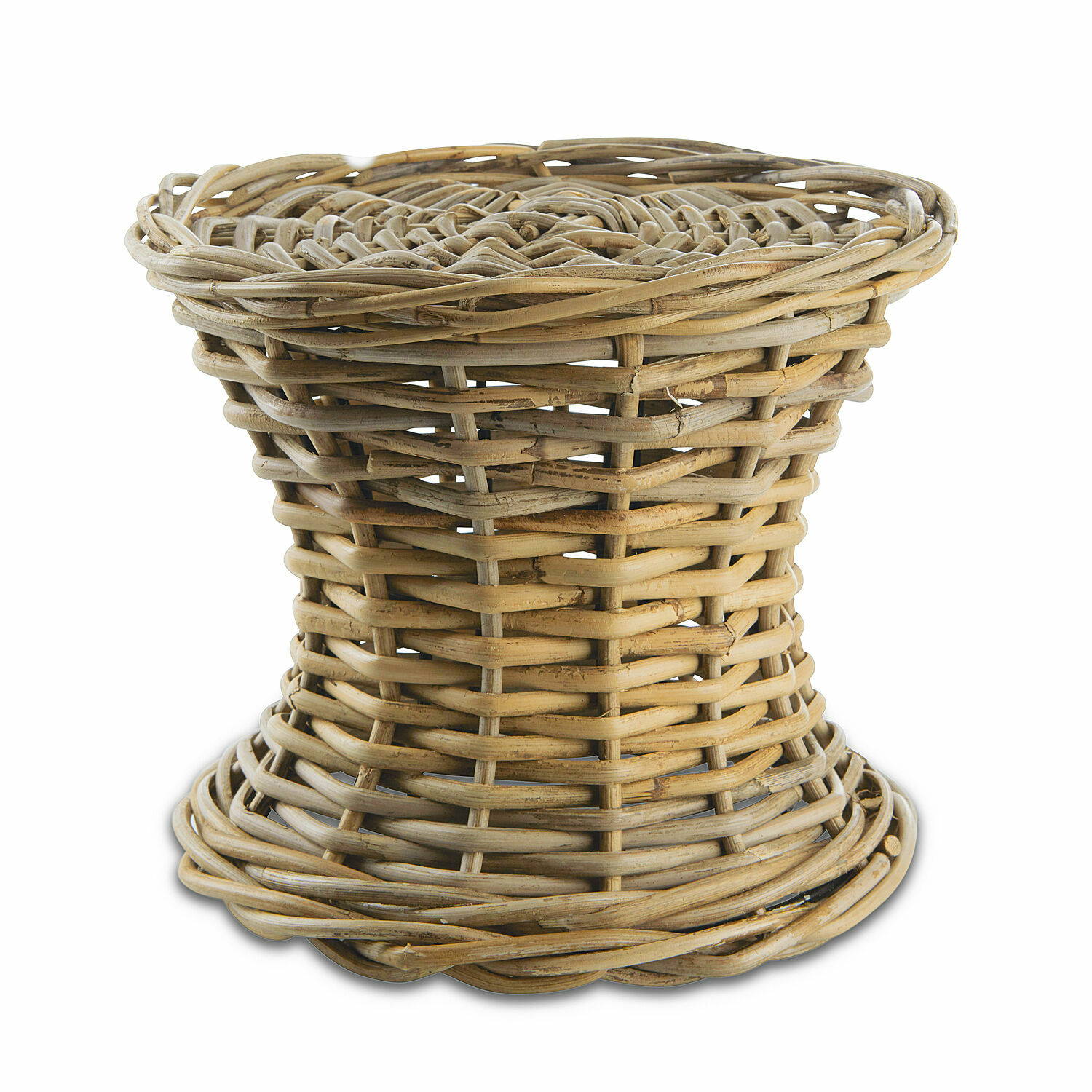 Base di appoggio Duras Sgabello rotondo in rattan naturale, mobile leggero e resistente per interni e giardino