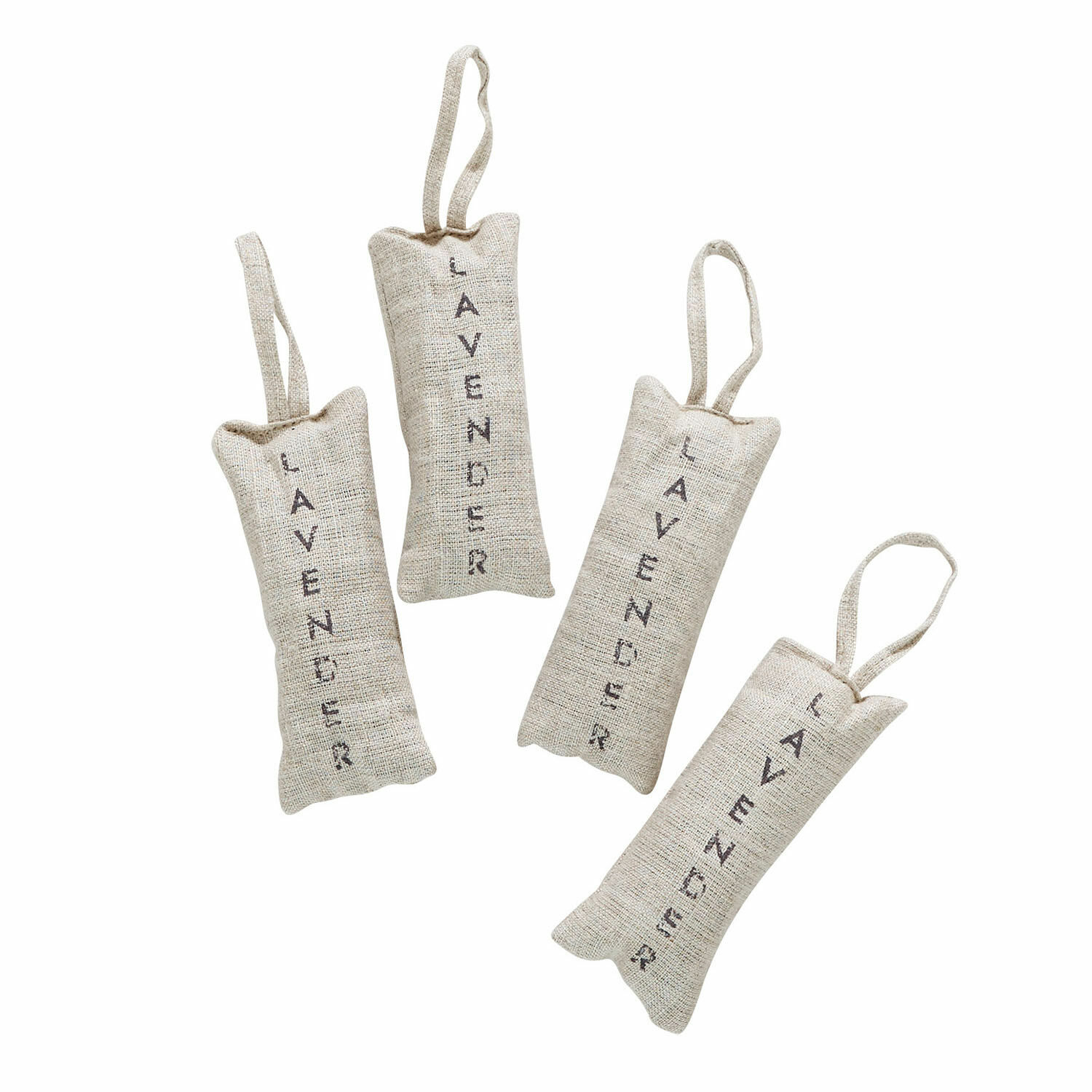 Set di 4 sacchetti di lavanda Boettger Set di quattro sacchetti in lino naturale con lavanda e anello per appendere, profumo fresco e decorazione