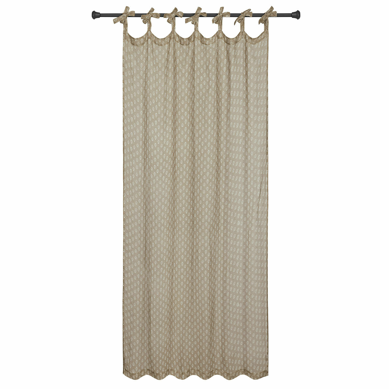 Tenda Xantelle Tenda beige in cotone con delicato motivo bianco e anelli annodati per appendere