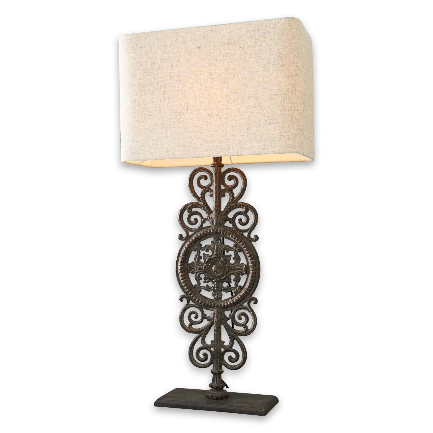 Lampada da tavolo Drubec Lampada da tavolo con base in metallo decorativo e paralume beige per soggiorno