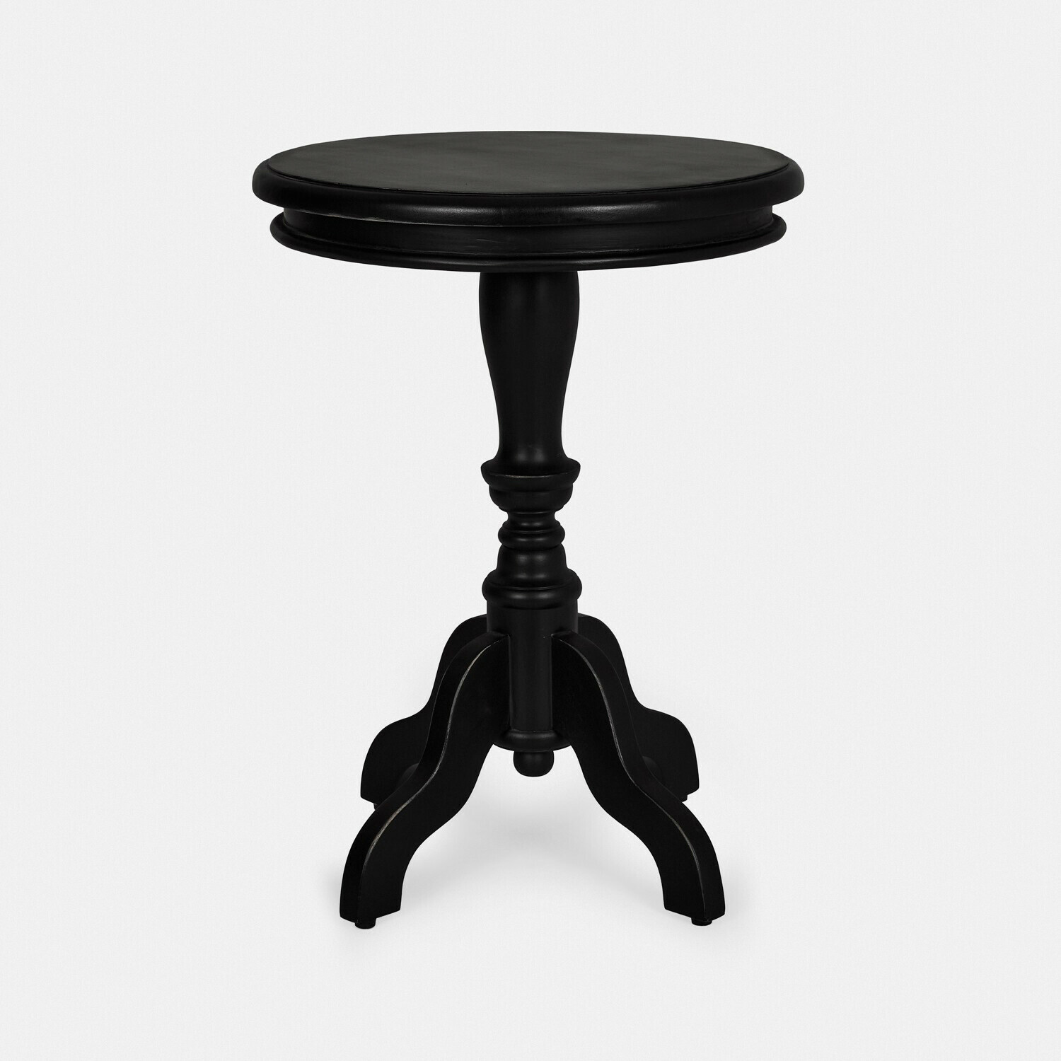 nero antico Tavolino laterale Mengomeyen nero in legno con finitura antica, mobile elegante per soggiorno