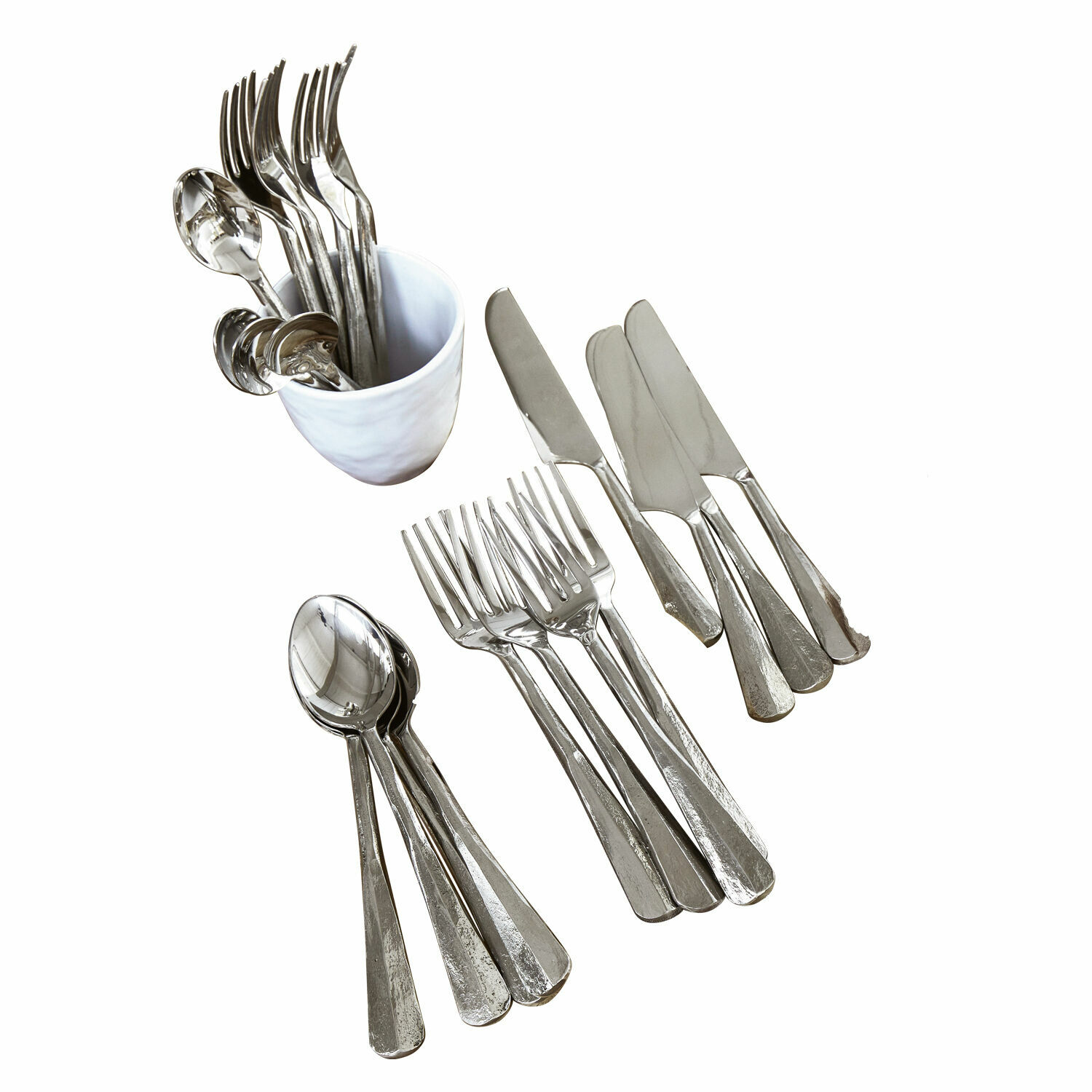 Posate Malden Set di posate in acciaio inox color argento con coltelli, forchette e cucchiai