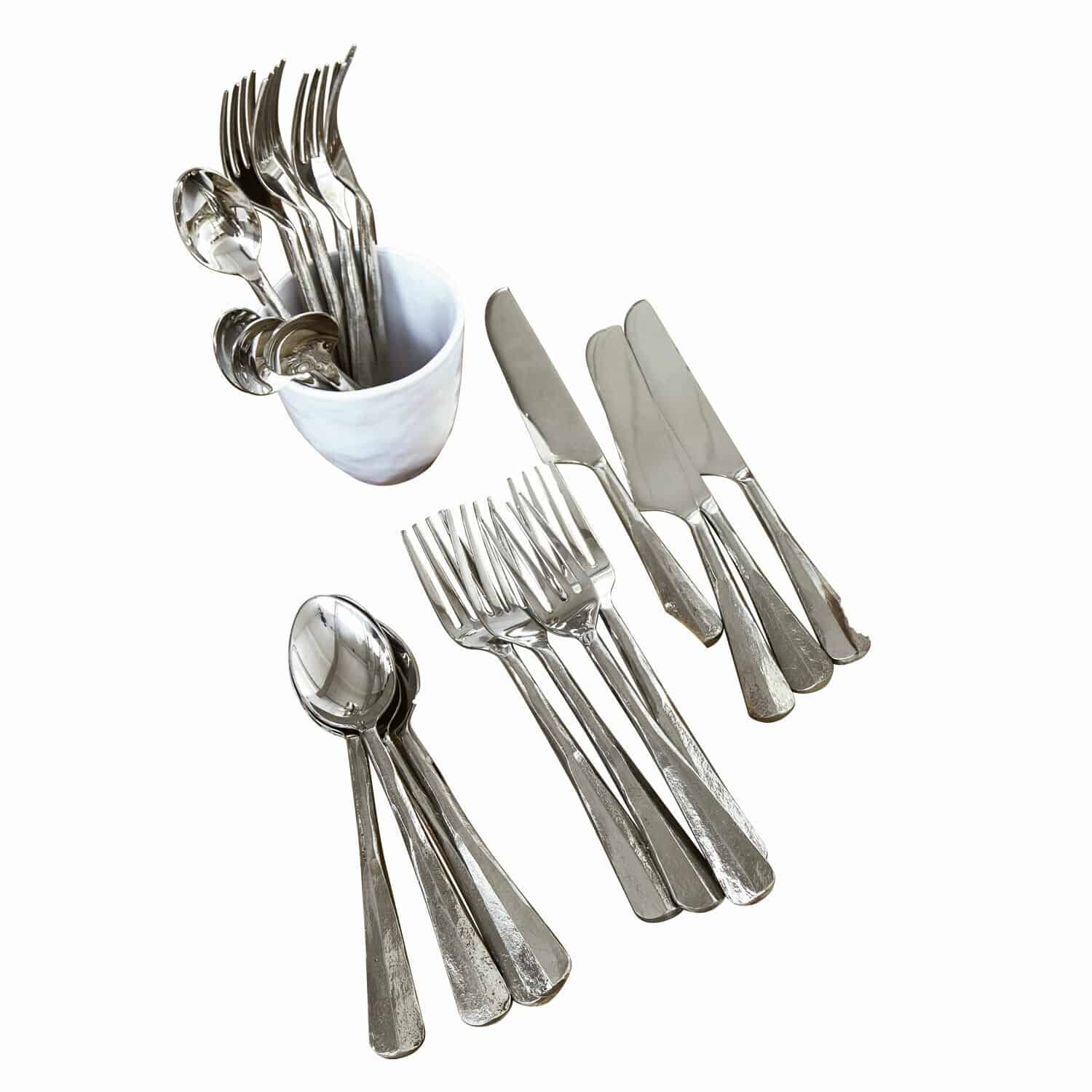 Posate Malden Set di posate in acciaio inox color argento con coltelli, forchette e cucchiai
